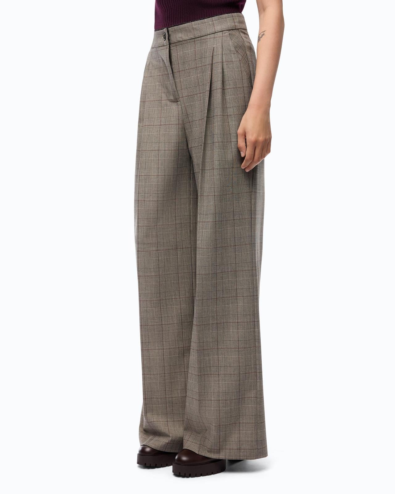 BROEK PLOOI RUIT BEIGE