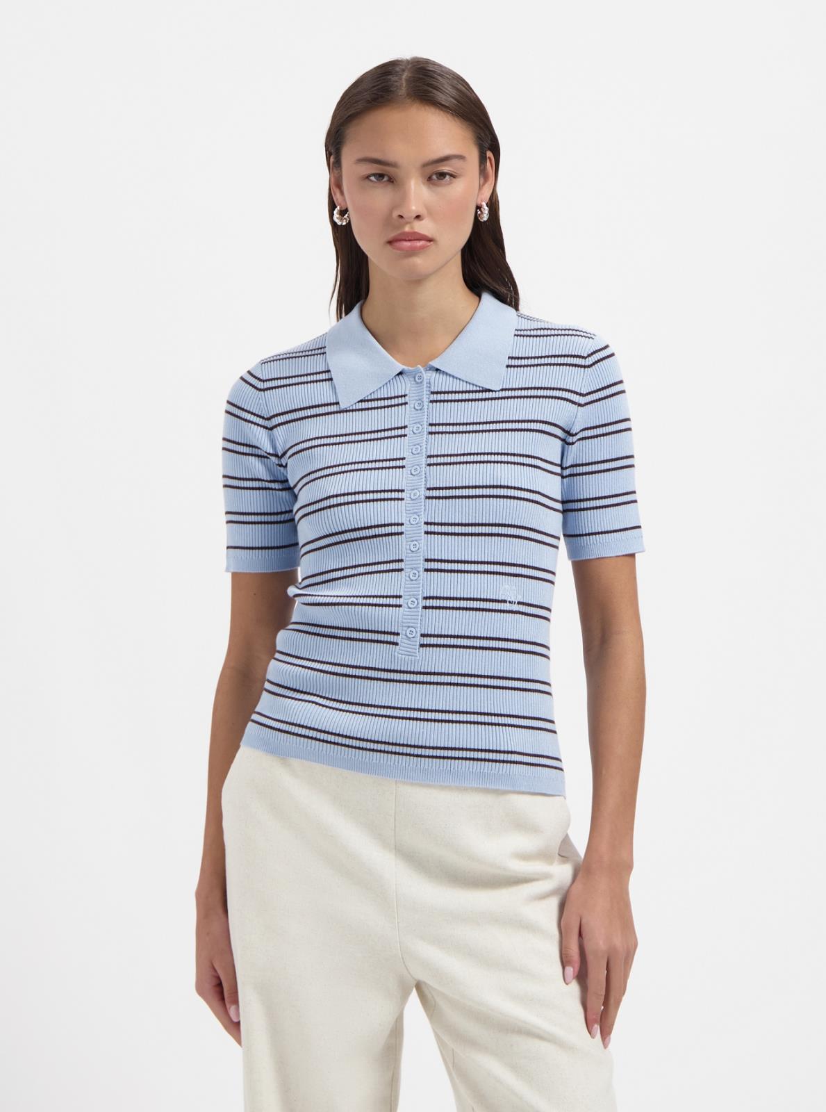 PULL POLO KM STREEP BLAUW