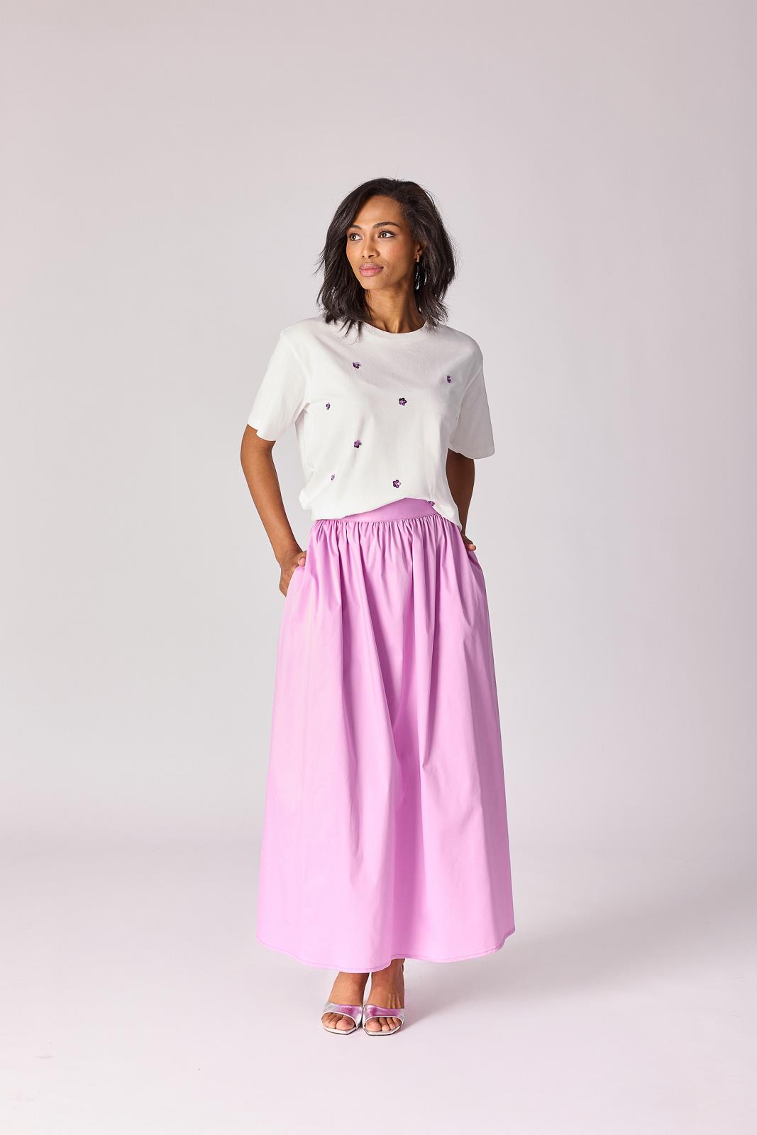 T-SHIRT KM WIT/PAARS