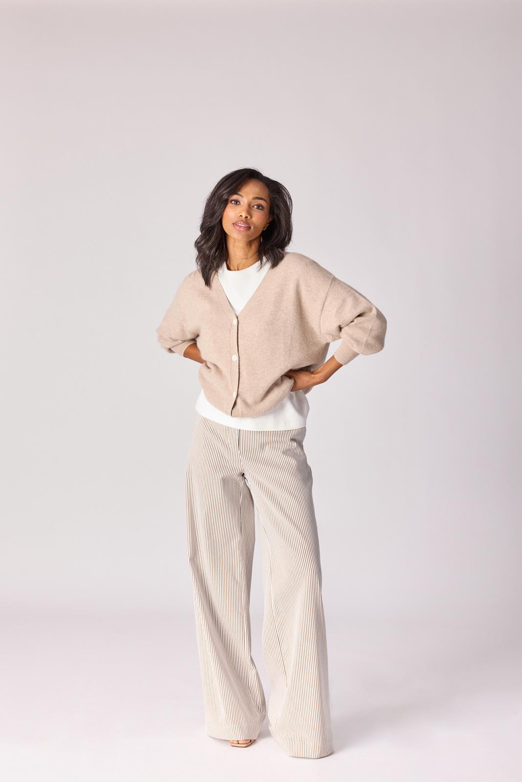 BROEK STREEP TAUPE