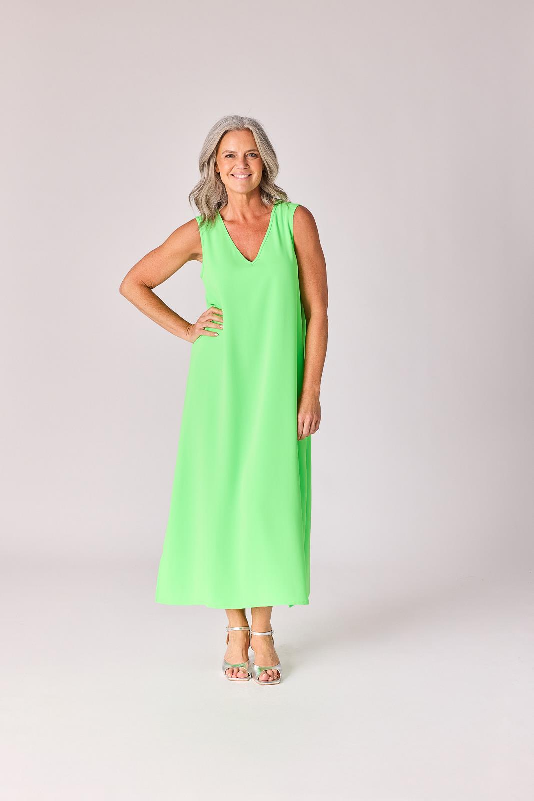 JURK LANG ZM MET CAPE FLUO GROEN