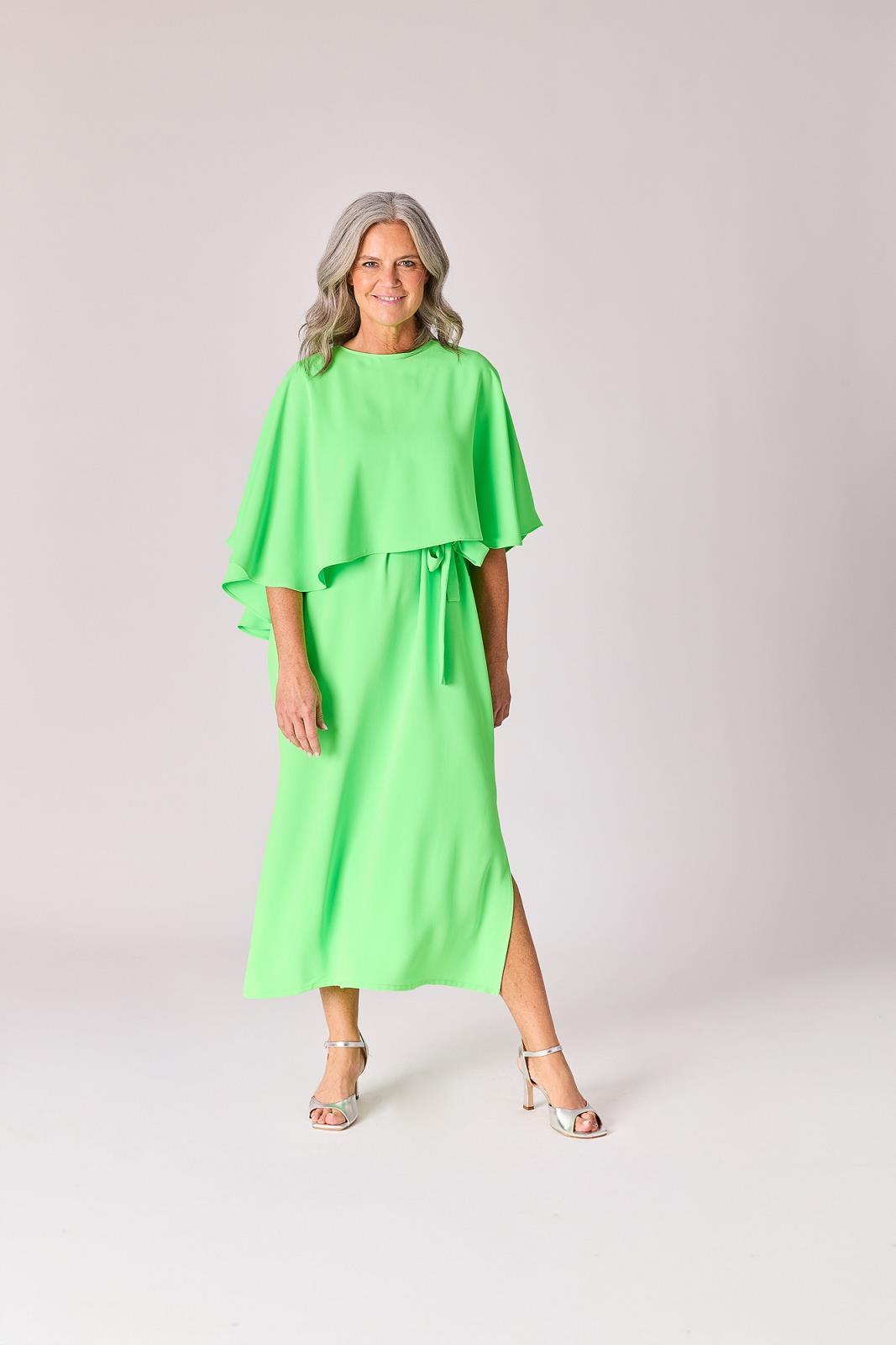 JURK LANG ZM MET CAPE FLUO GROEN