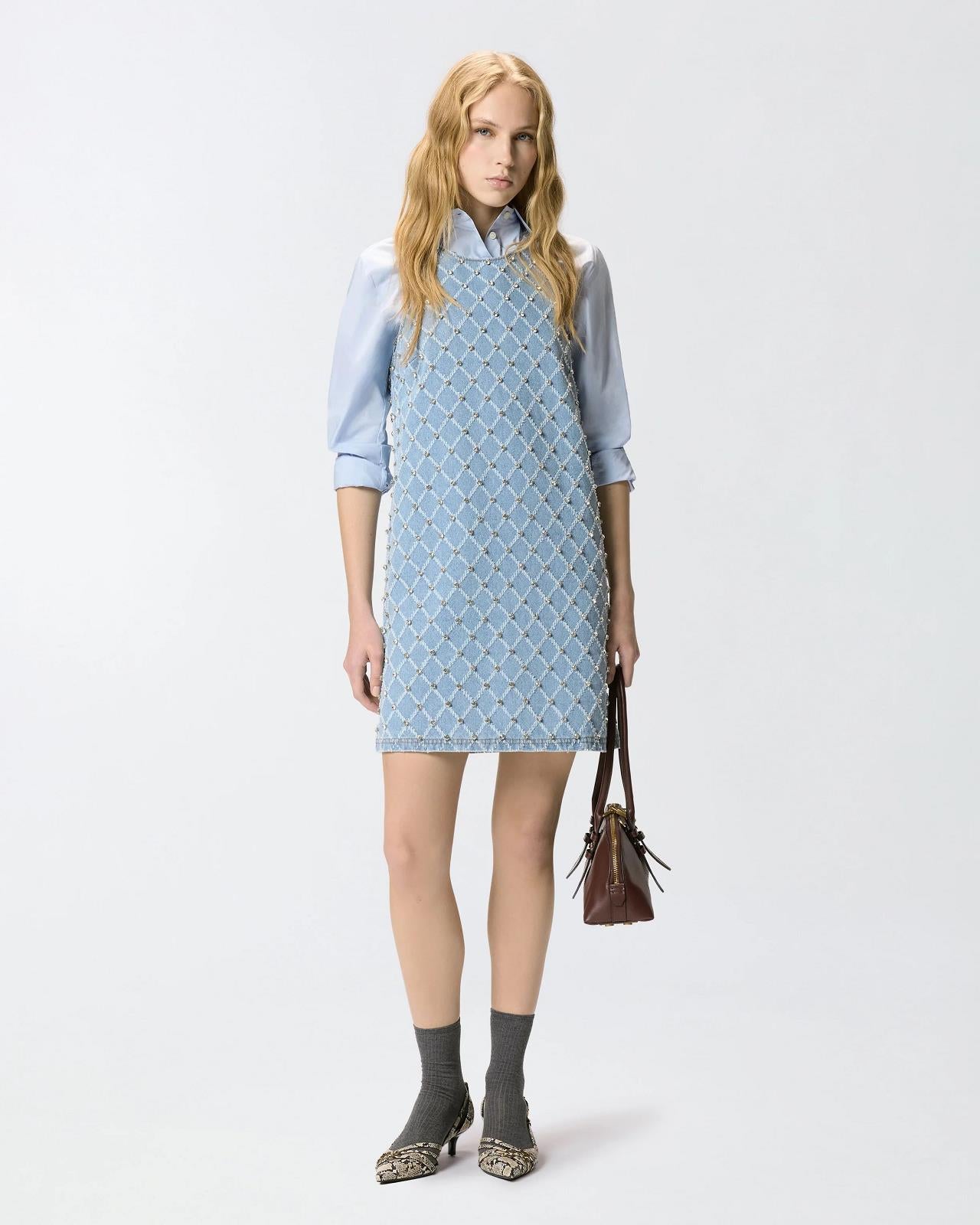 JURK ZM DENIM+APPLI BLAUW