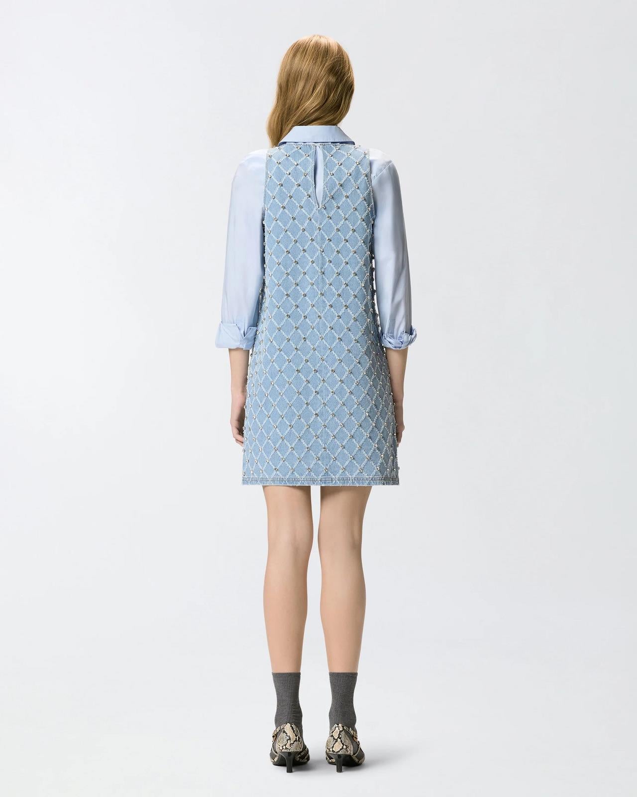 JURK ZM DENIM+APPLI BLAUW