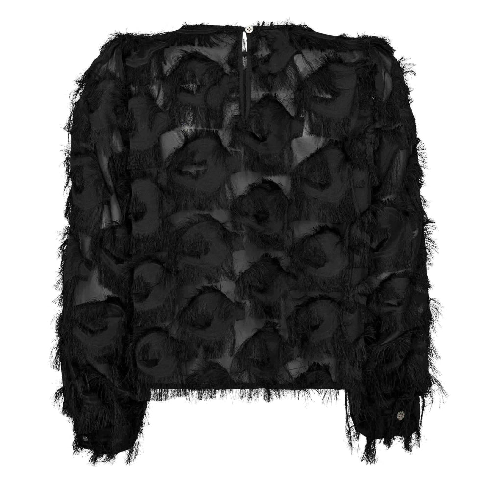 BLOUSE LS-*-UNI+APPLI-BLACK