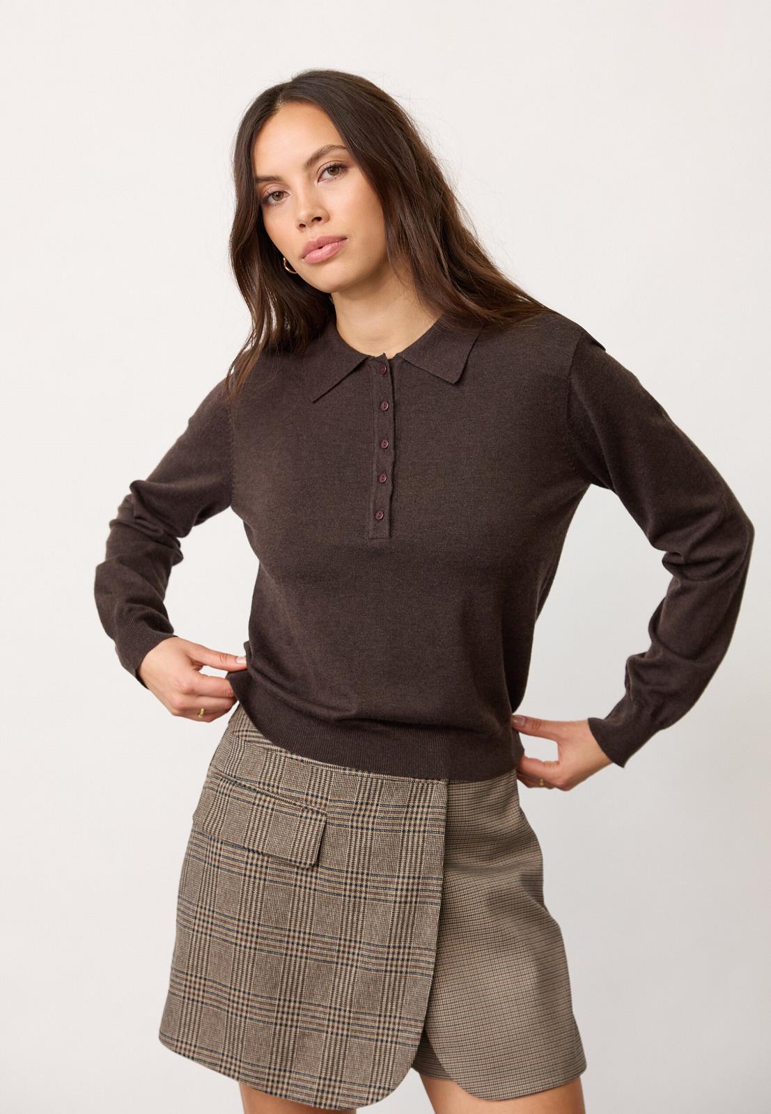 PULL/POLO LM BRUIN