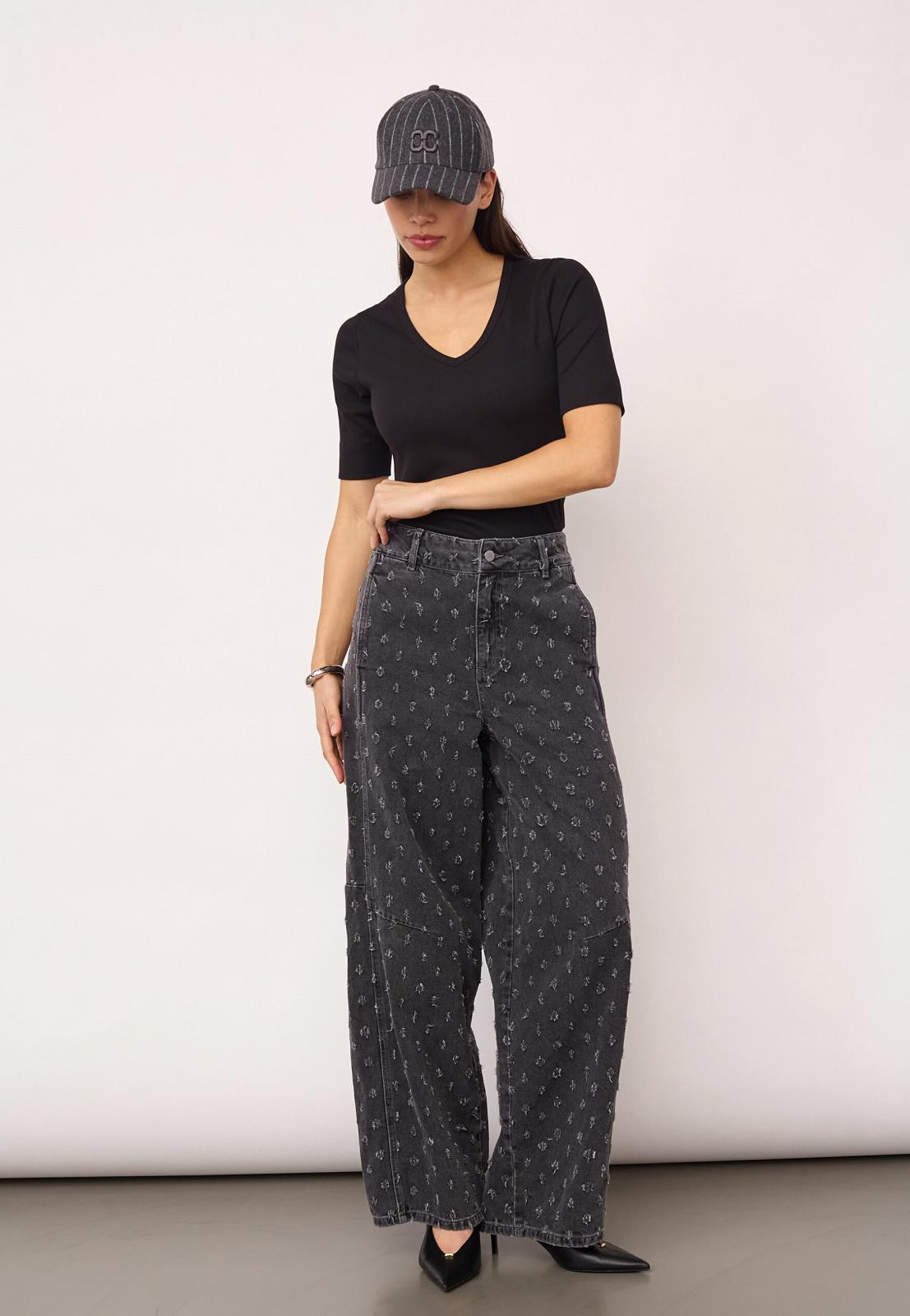 BROEK DENIM APPLI D GRIJS