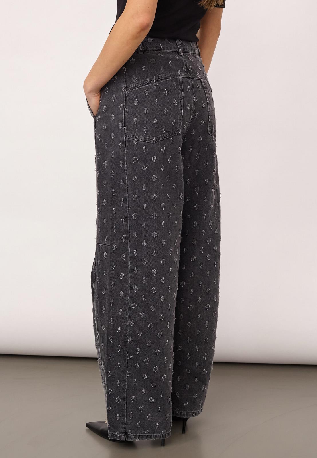 BROEK DENIM APPLI D GRIJS