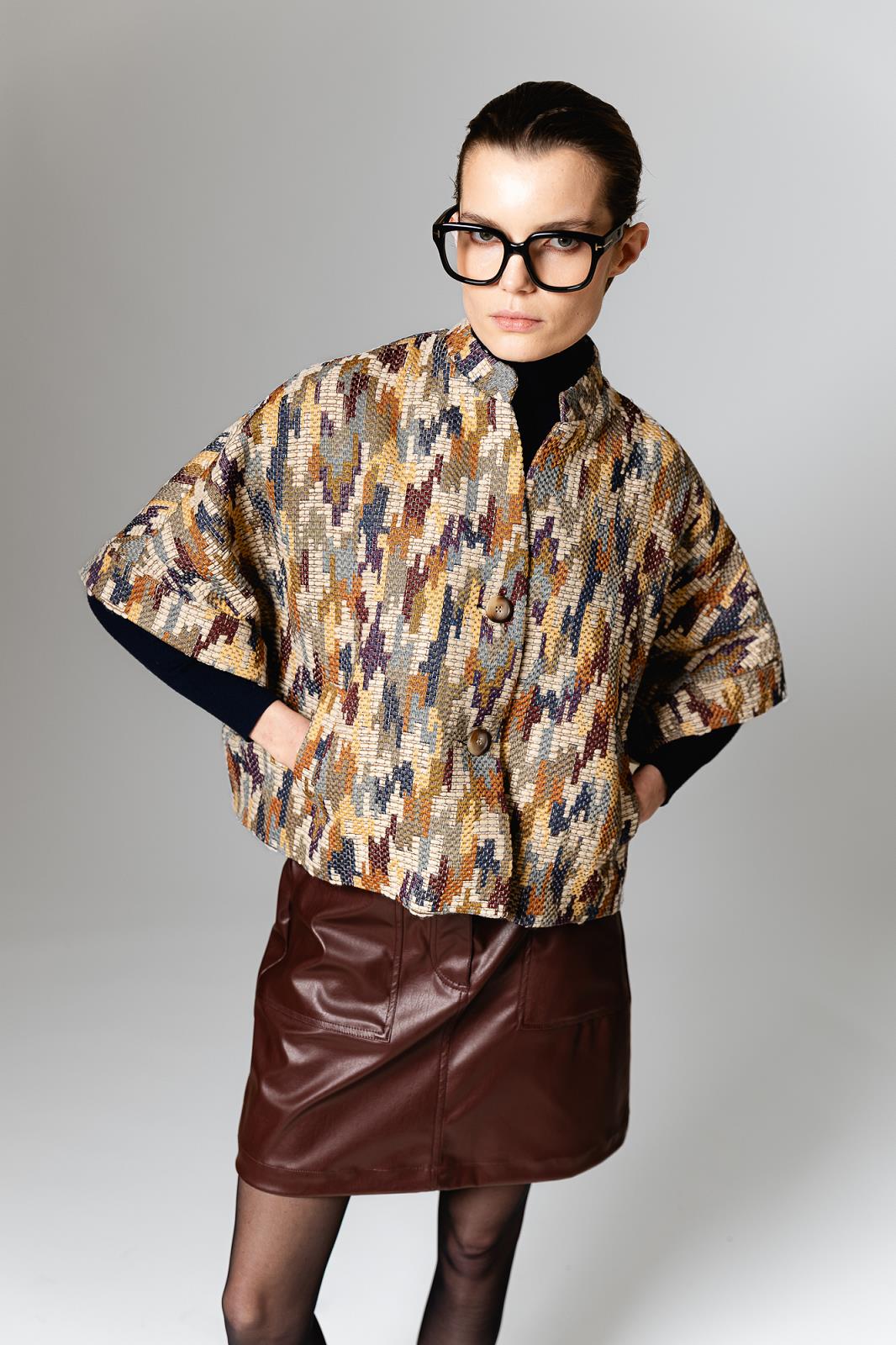 VEST 3/4M PRINT CAMEL