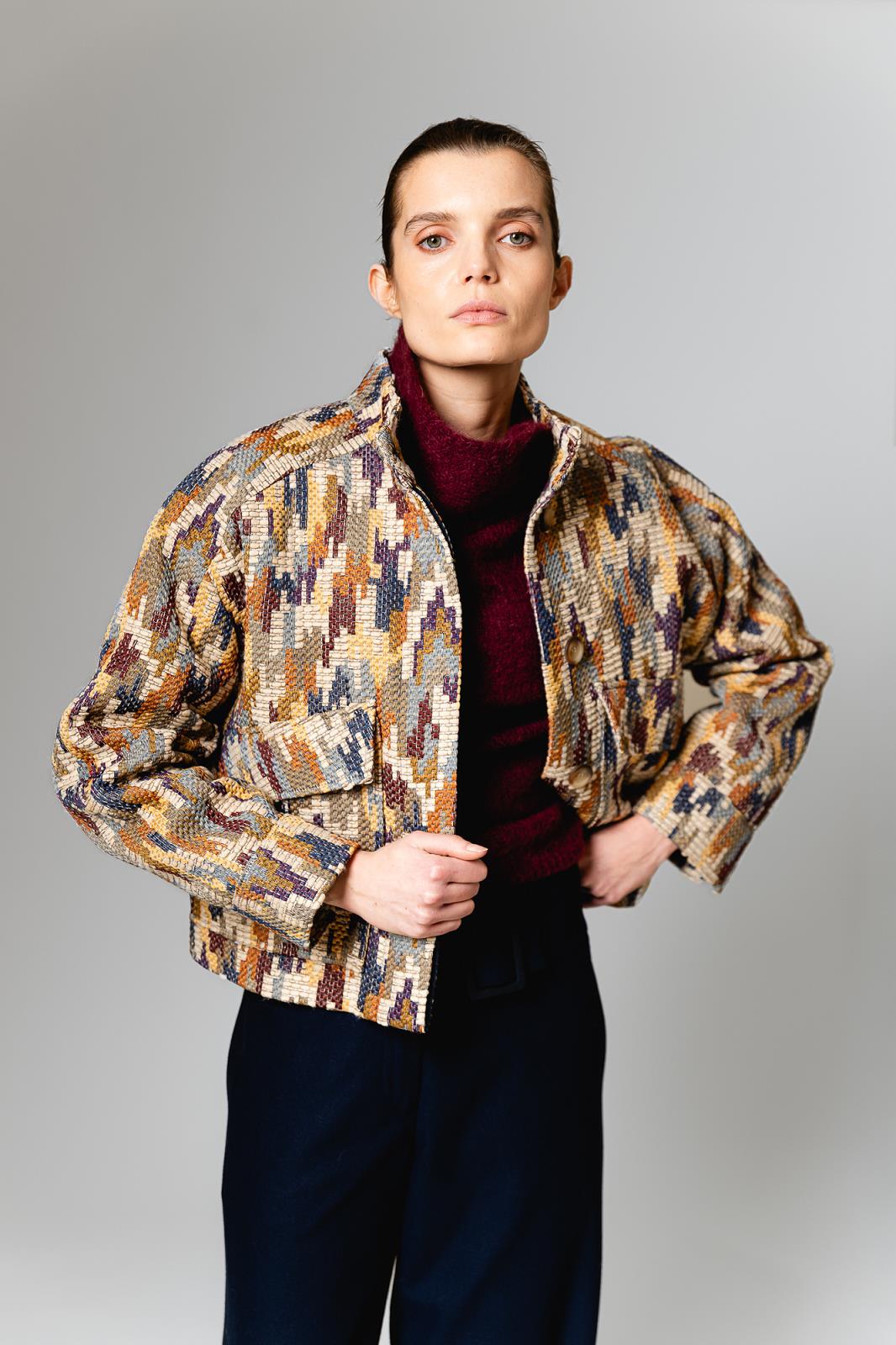 VEST 3/4M PRINT CAMEL