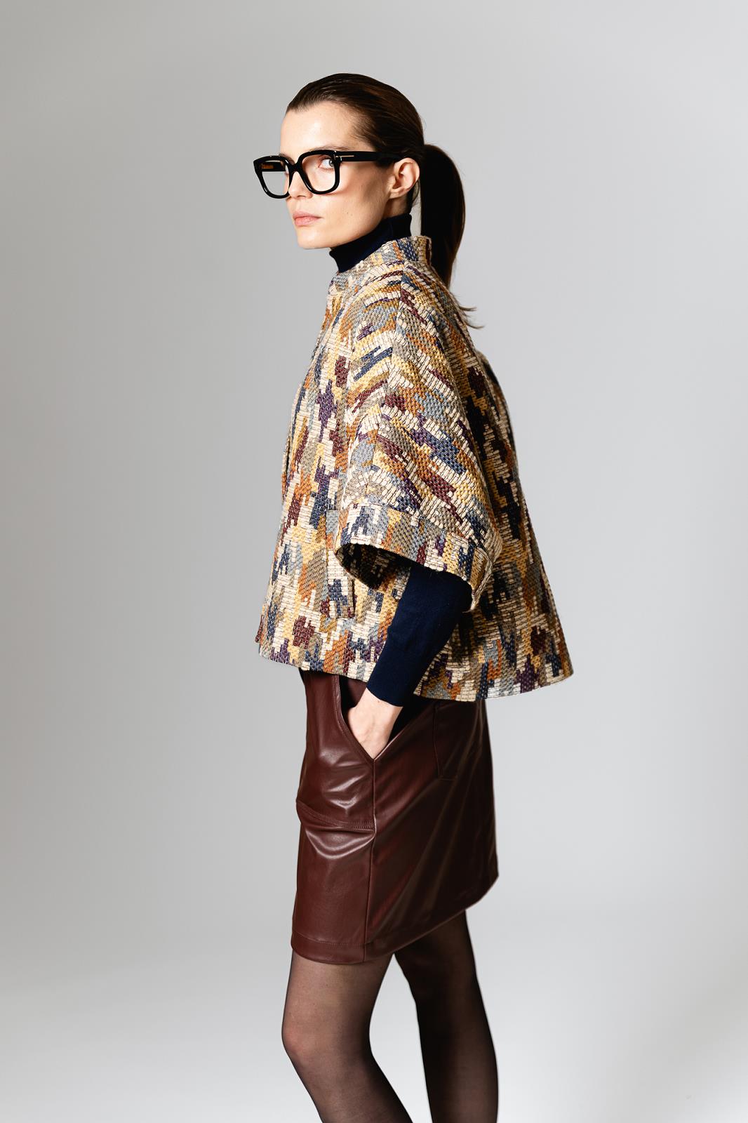 VEST 3/4M PRINT CAMEL