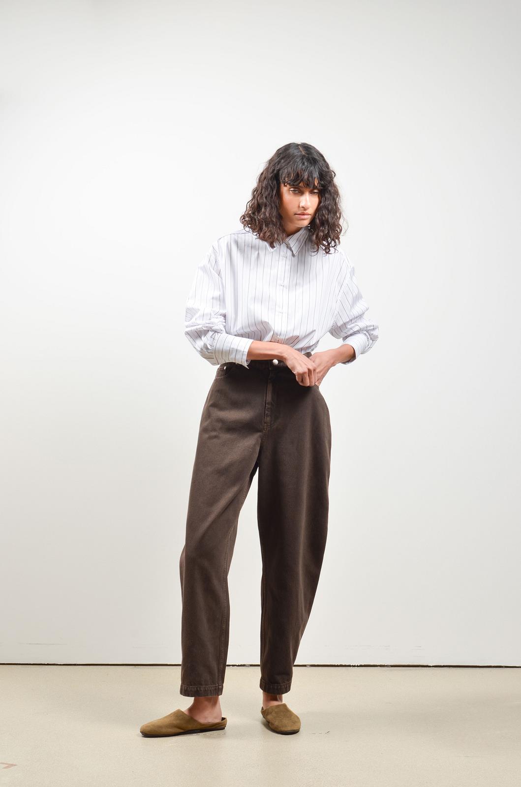 PANTS CASUAL L-DENIM-UNI-BROWN DARK
