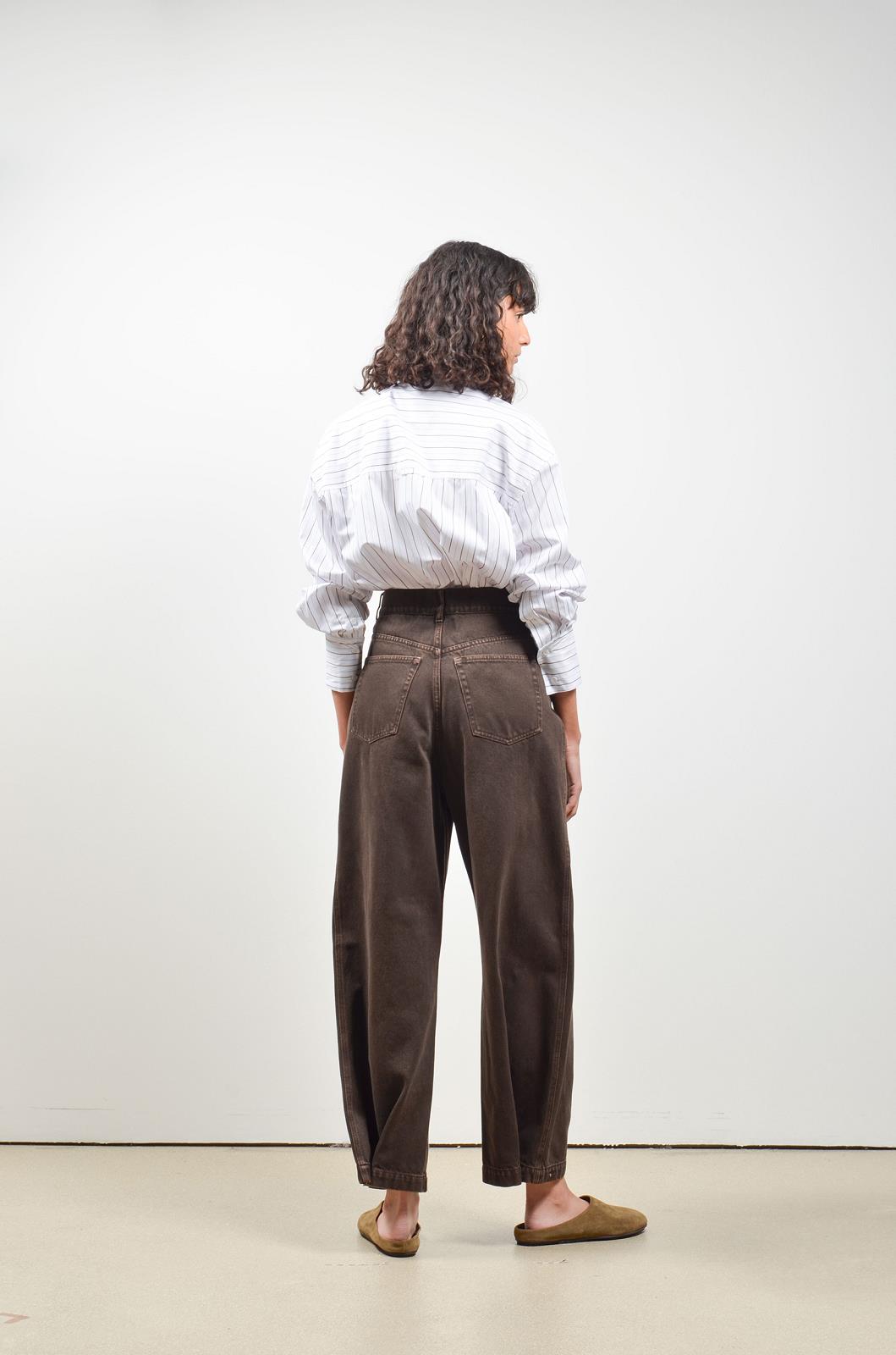 PANTS CASUAL L-DENIM-UNI-BROWN DARK