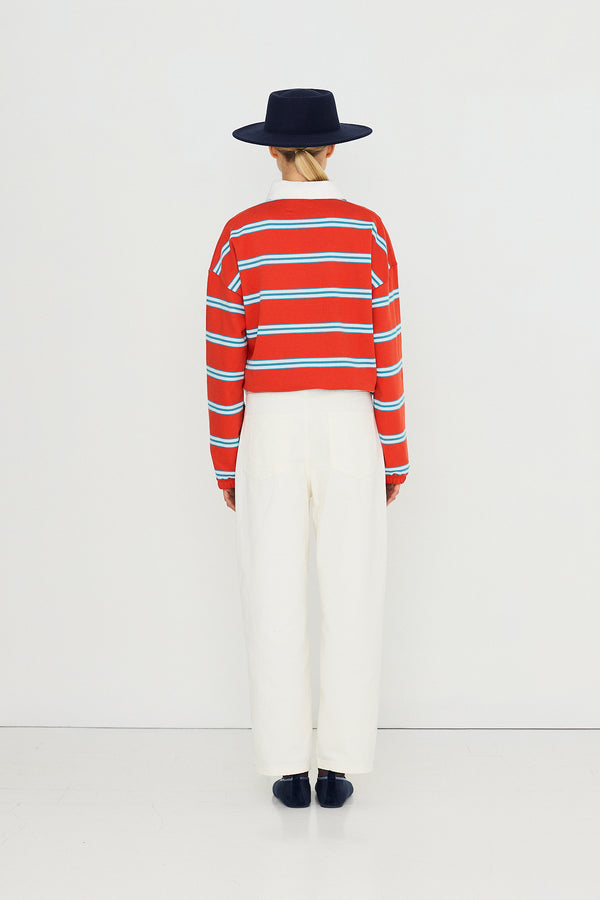 POLO SWEAT STREEP ORANJE