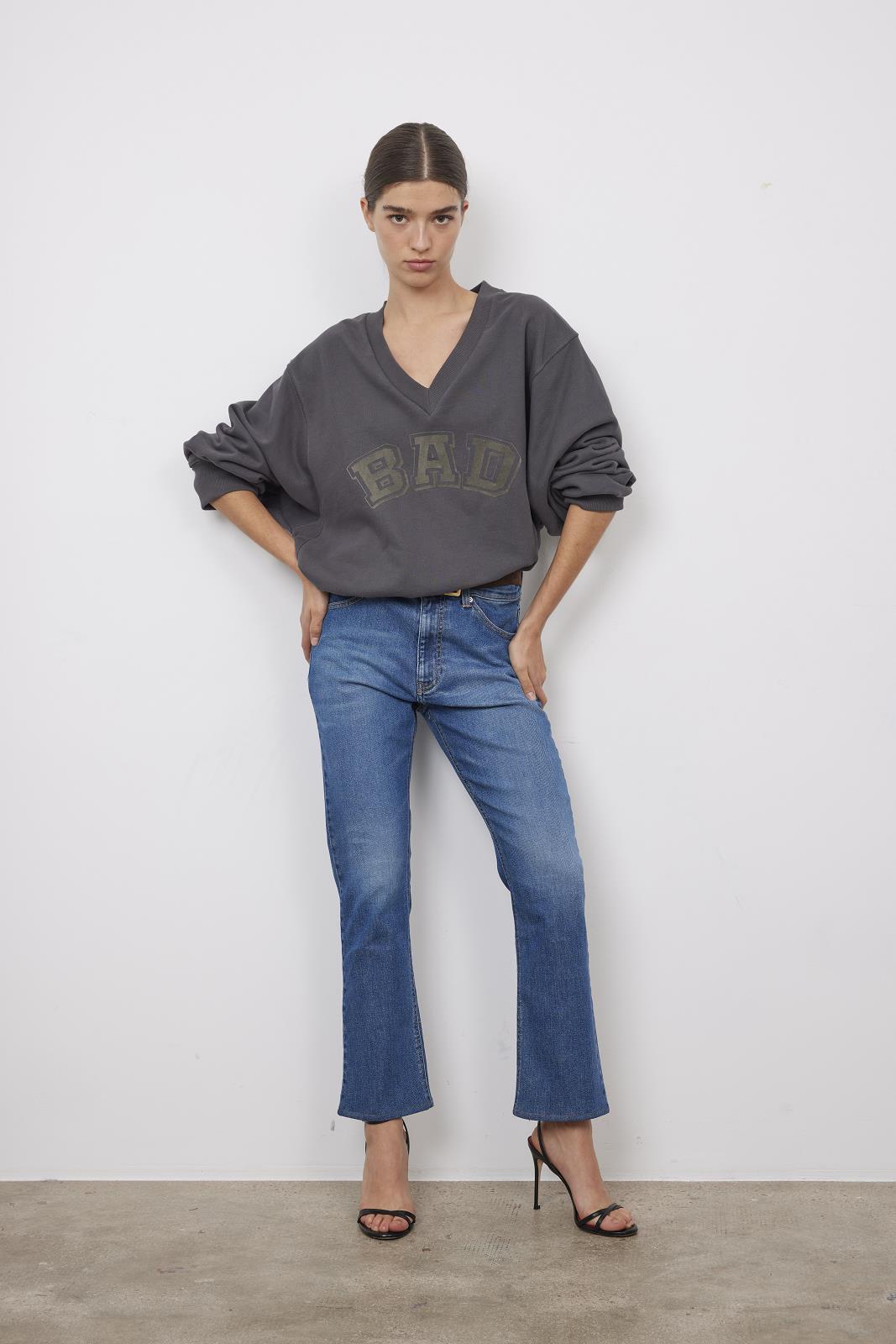 SWEATER LS-VN-UNI+APPLI-GREY DARK