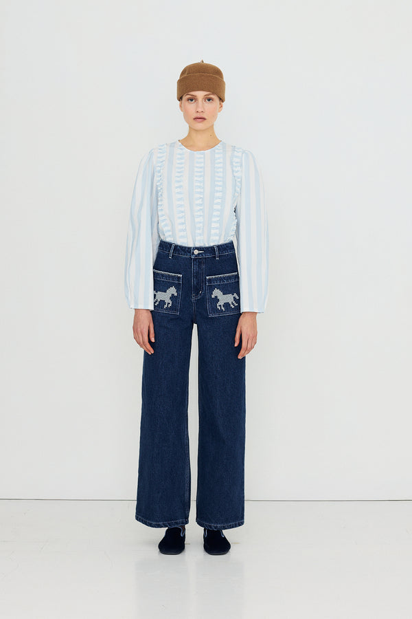 BROEK DENIM UNI+PRINT