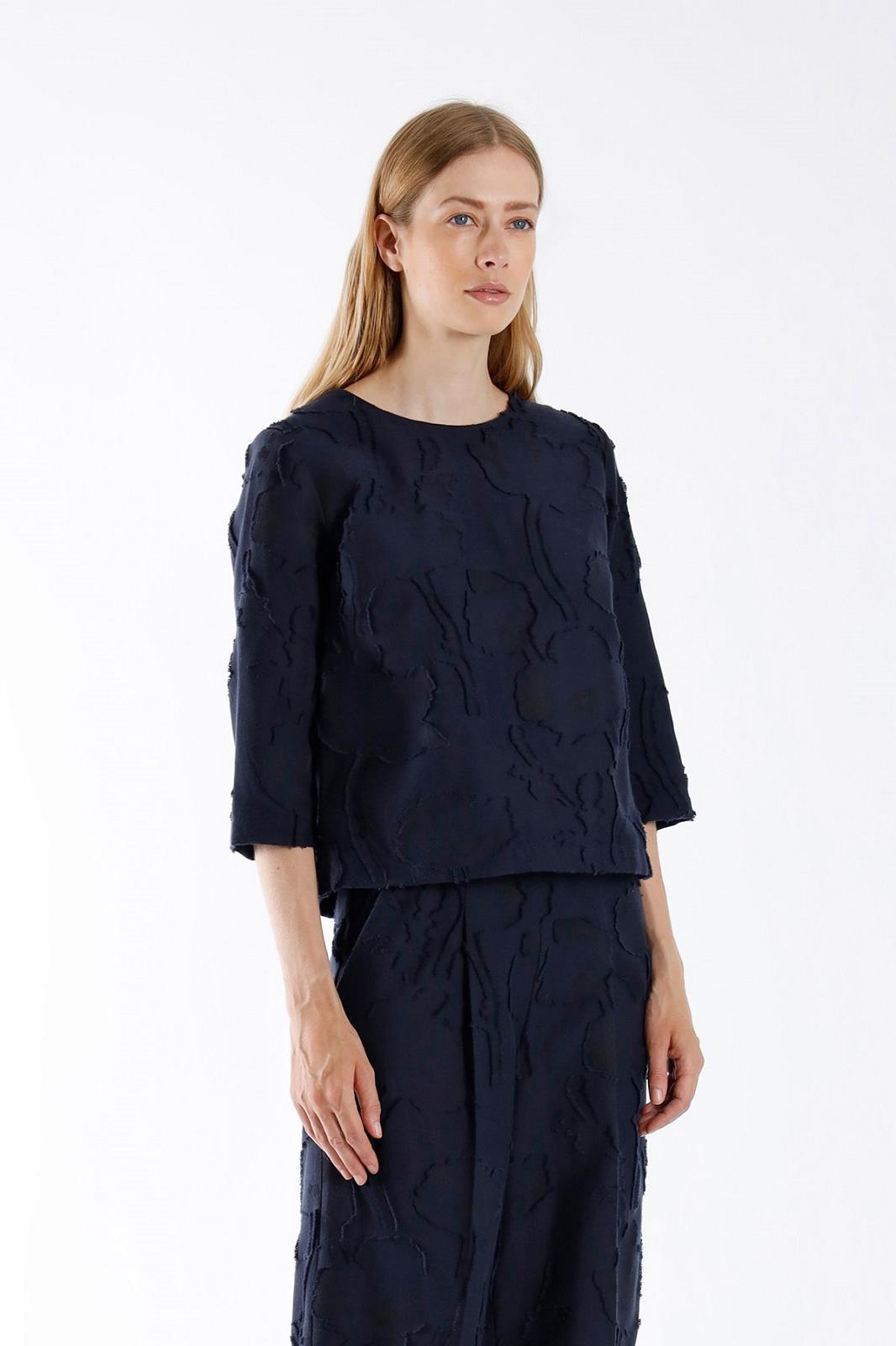 BLOUSE LS-*-UNI+APPLI-BLUE DARK (NAVY)