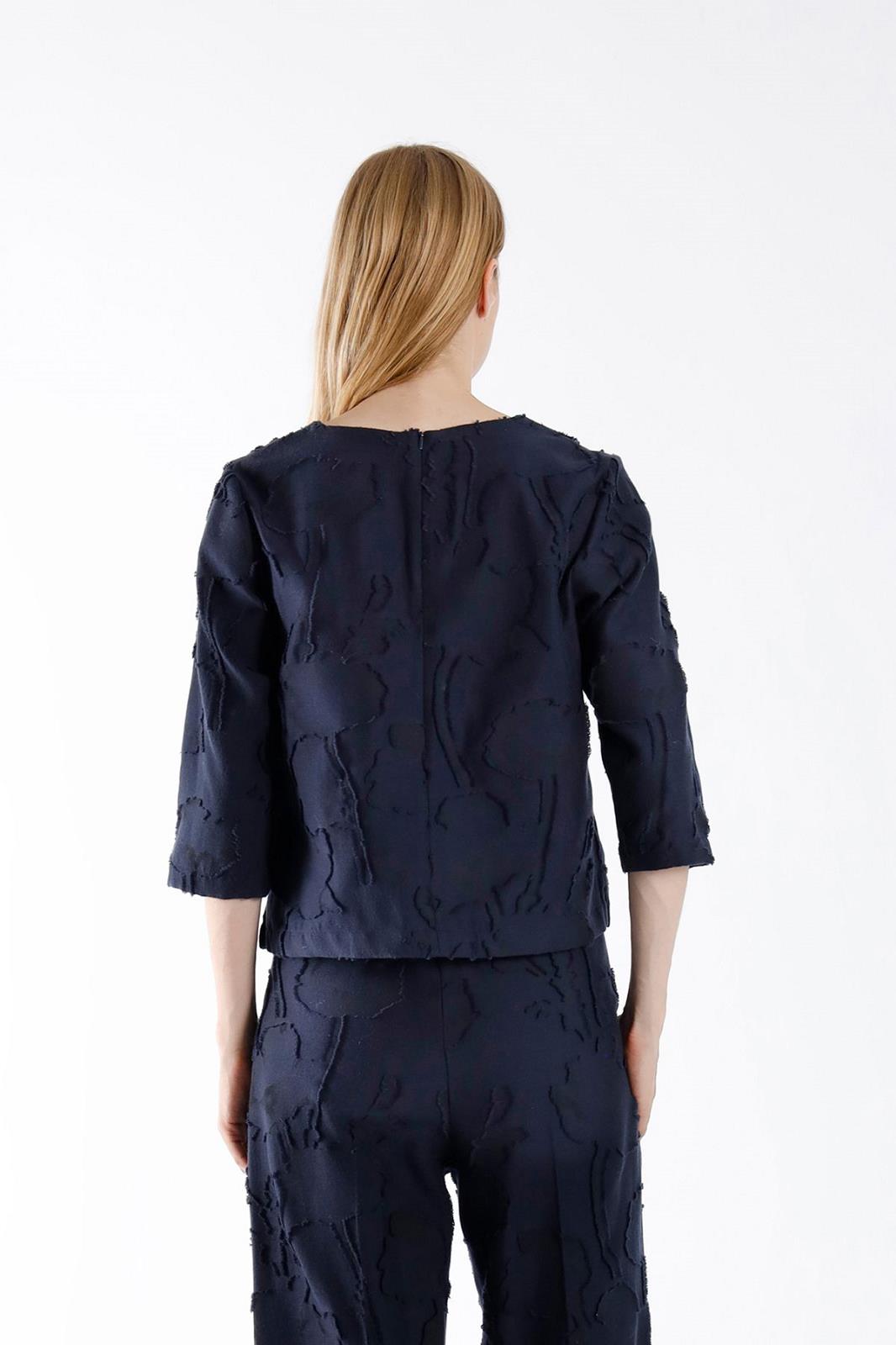 BLOUSE LS-*-UNI+APPLI-BLUE DARK (NAVY)