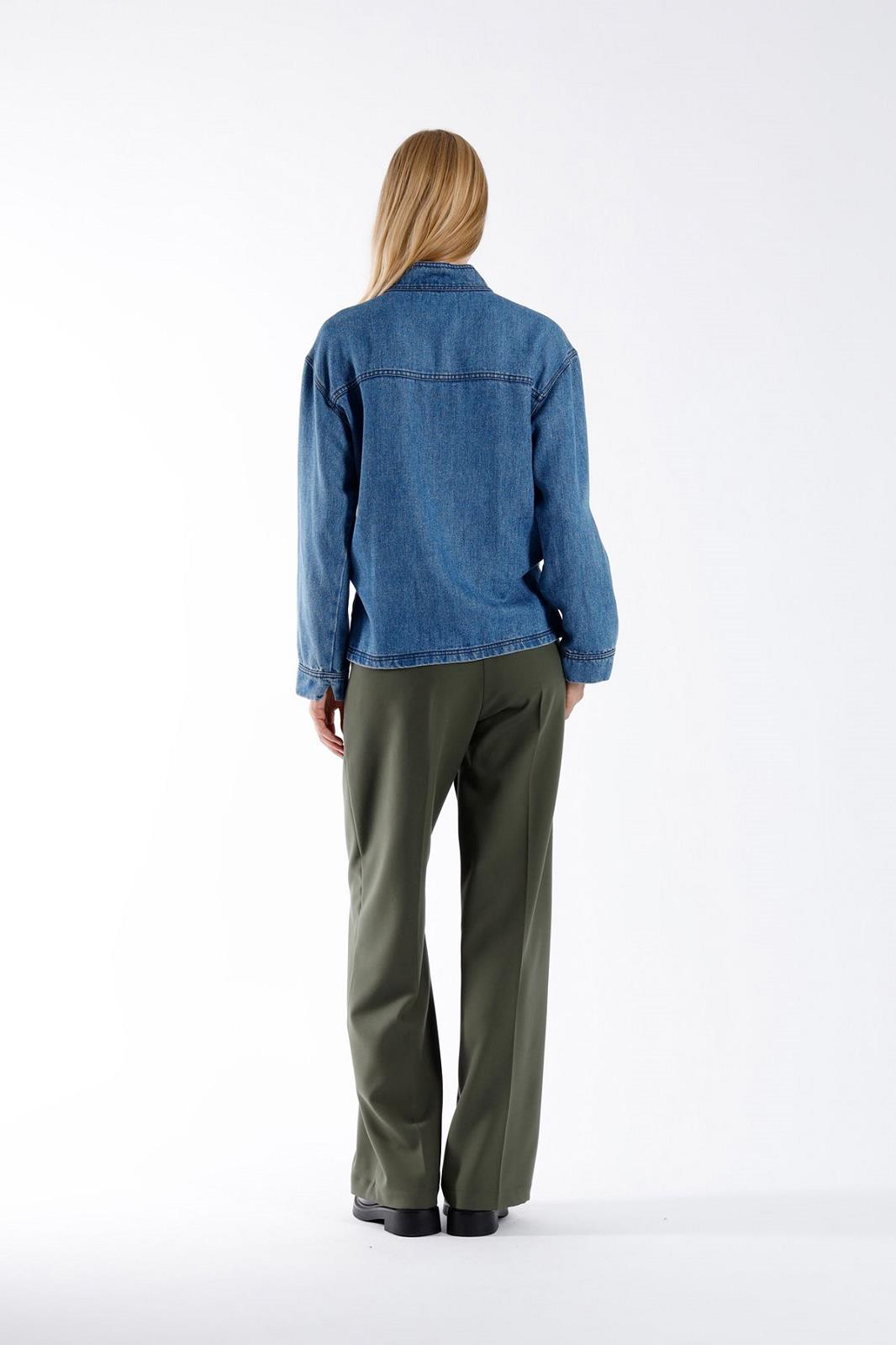 BLOUSE LS-DENIM-UNI-BLUE