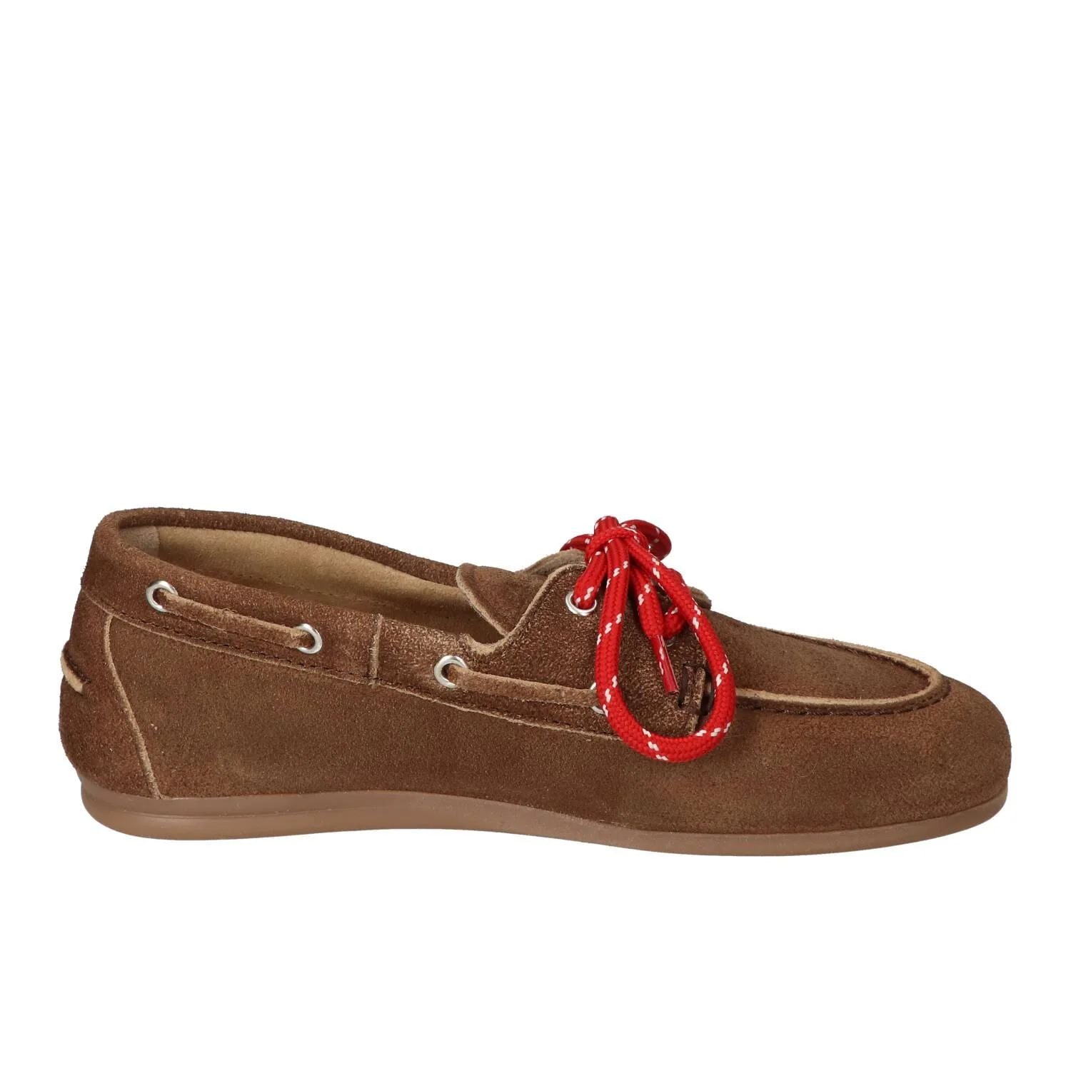 BOATSHOE SUEDE BRUIN/RODE VETERS