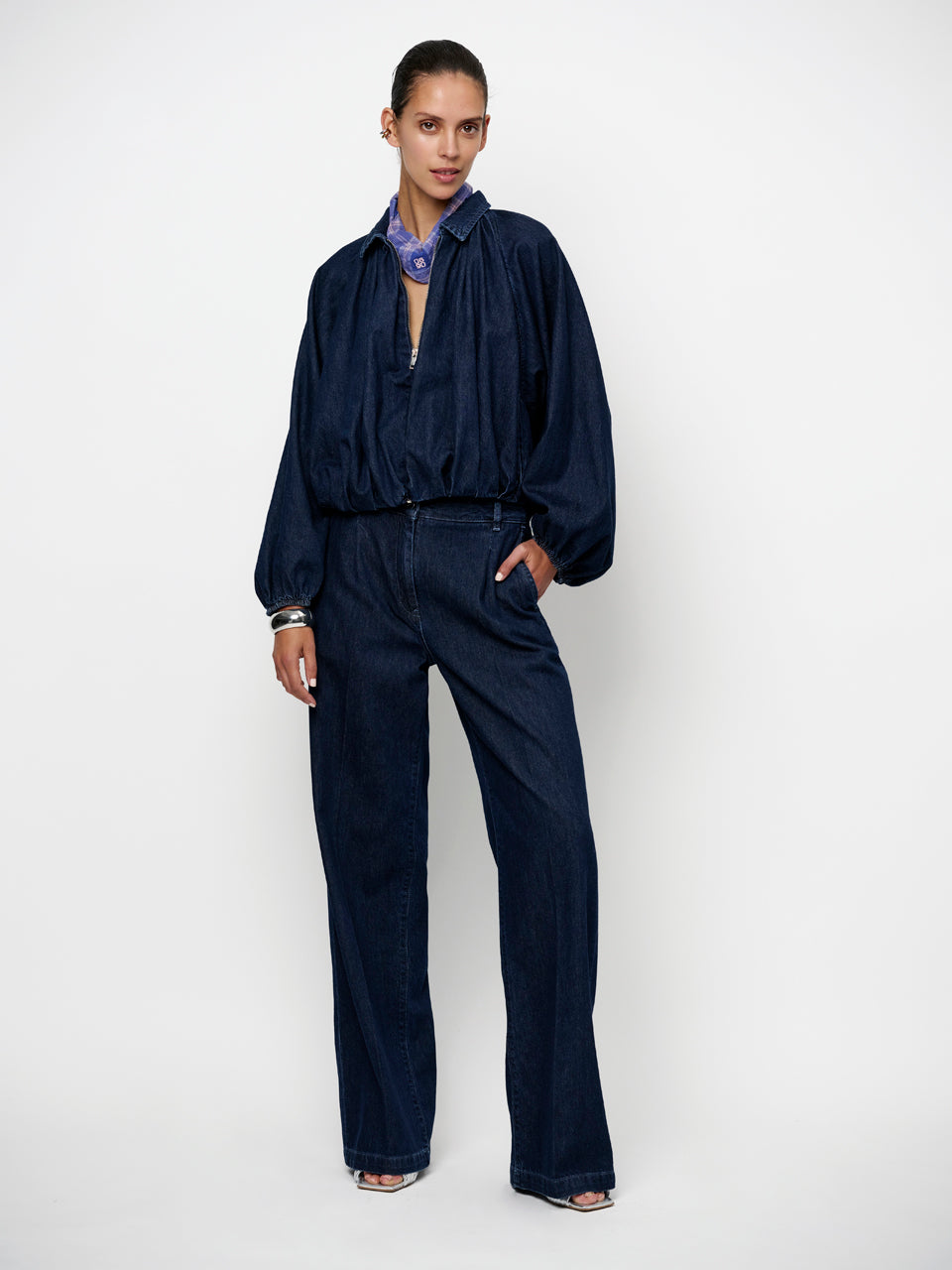 Dante6-Jules denim smart pants Dark indi