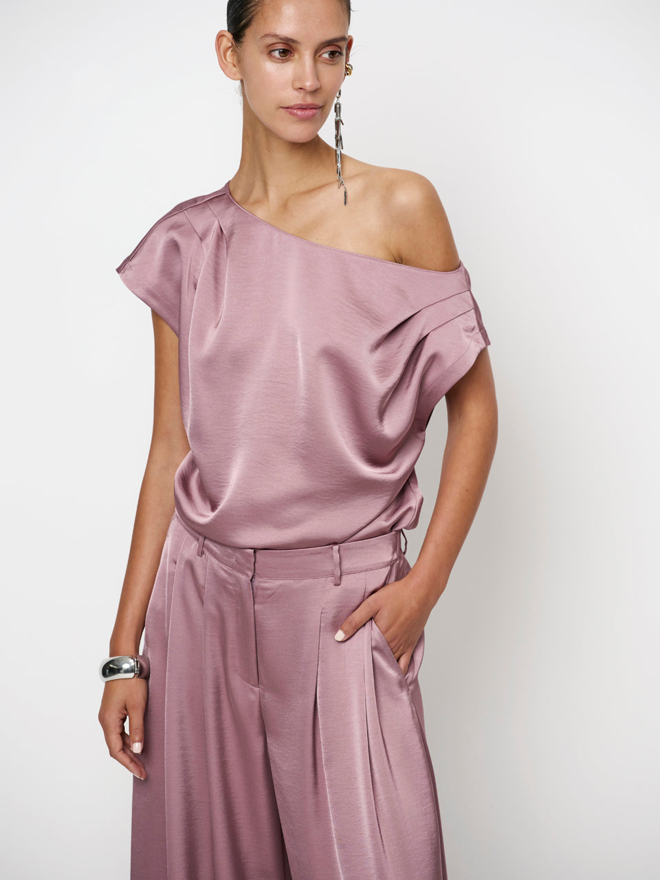 Dante6-Roam satin drapey top Mauve