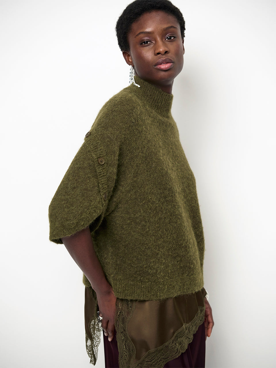 Dante6-Mahani cape sweater Moss Olive