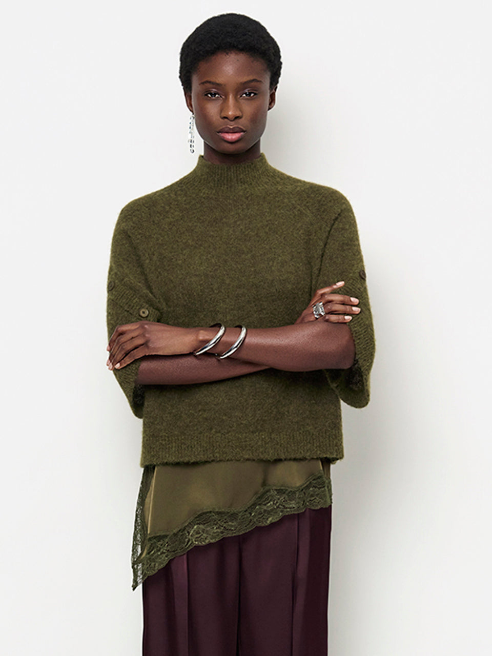 Dante6-Mahani cape sweater Moss Olive