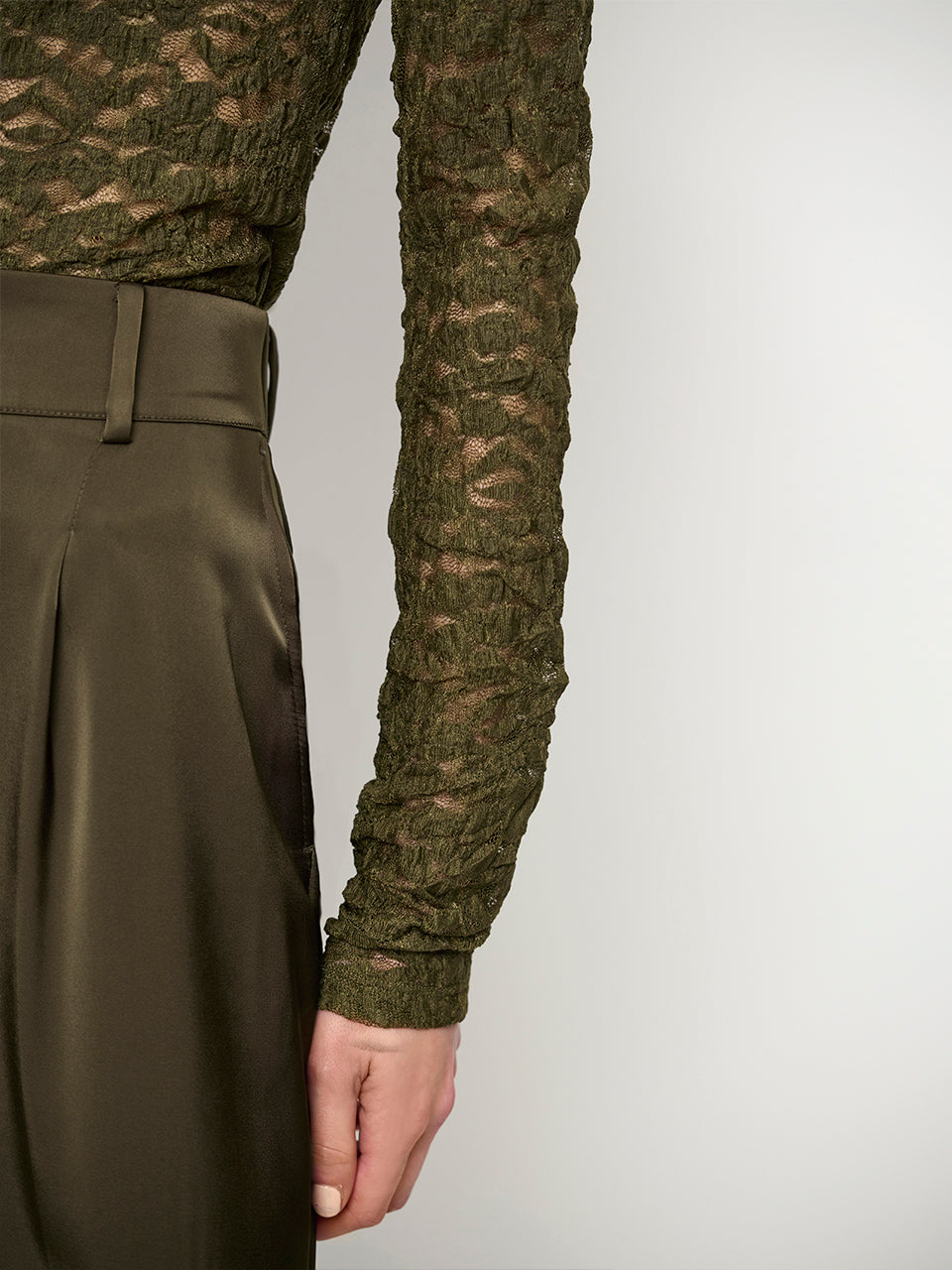 Dante6-Irony lace turtle neck top Moss O