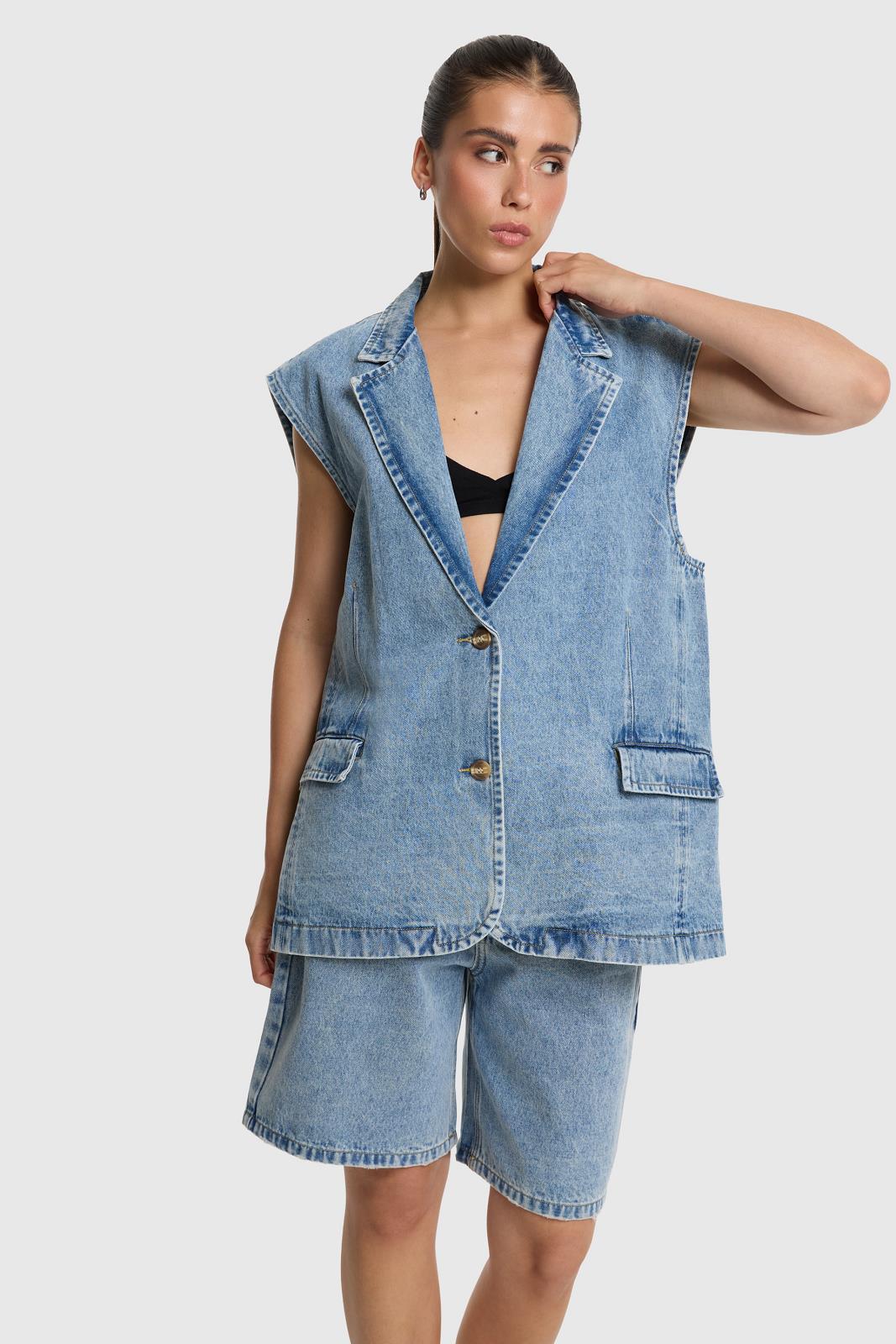 Woven Denim Waistcoat
