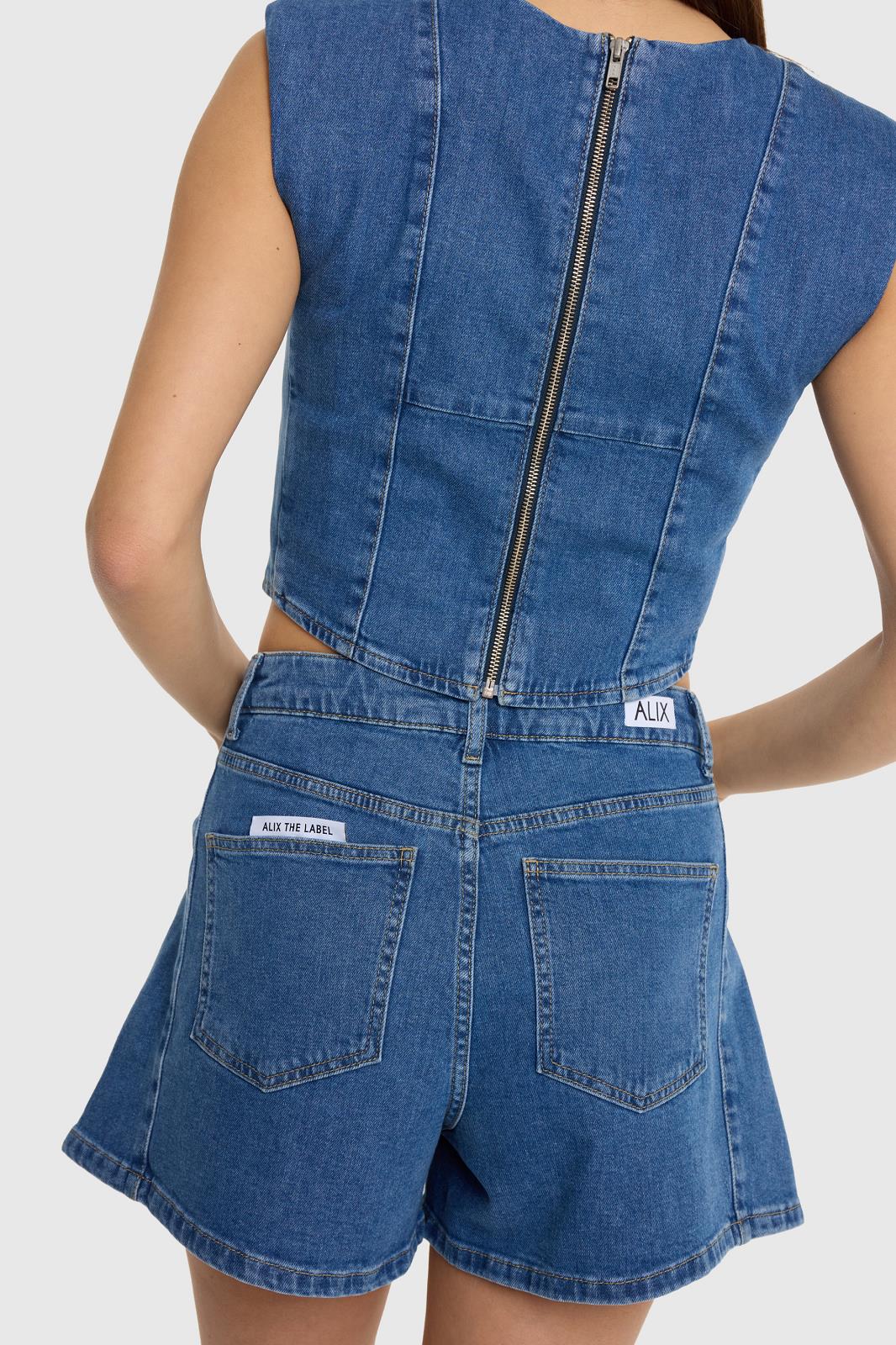 Woven Denim Corset Top