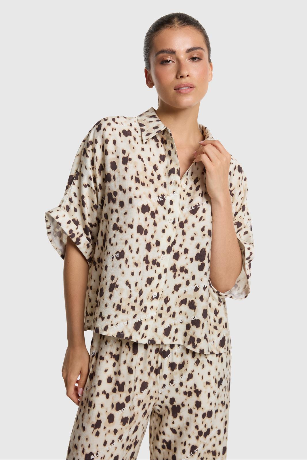Woven Animal Oversized Blouse