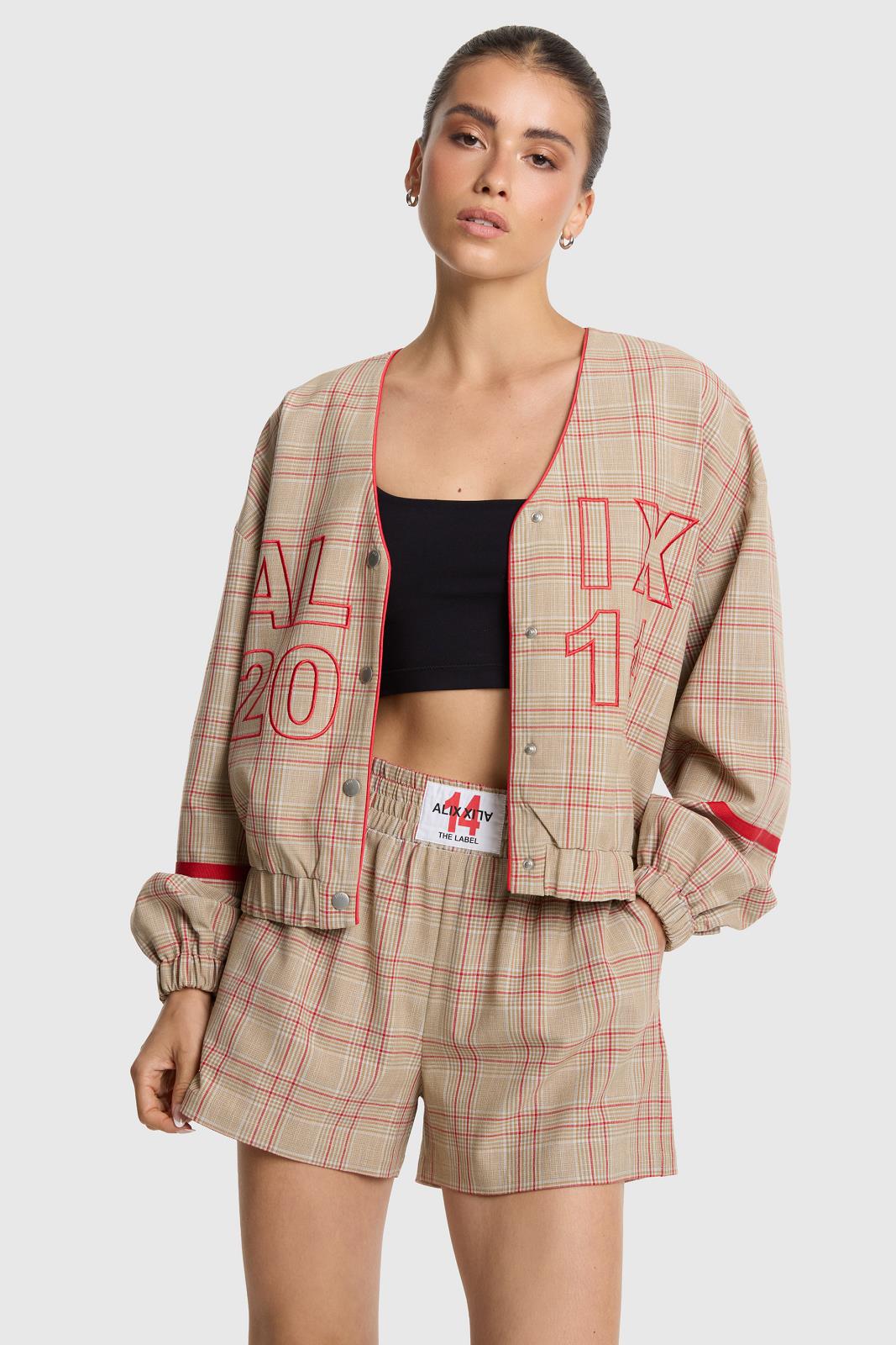 Woven Sporty Check Bomber