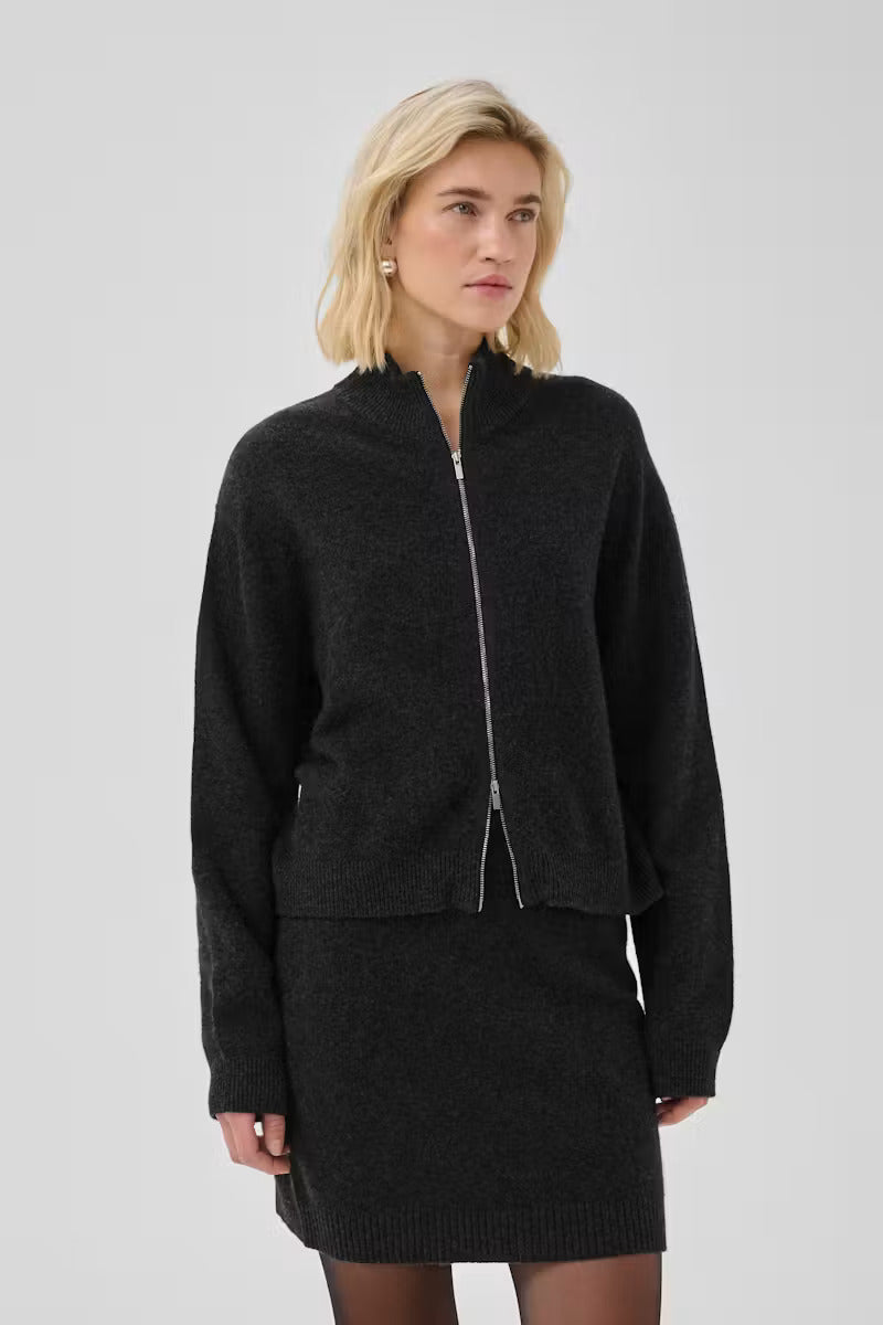 Knit Cardigan Dark Grey Melange