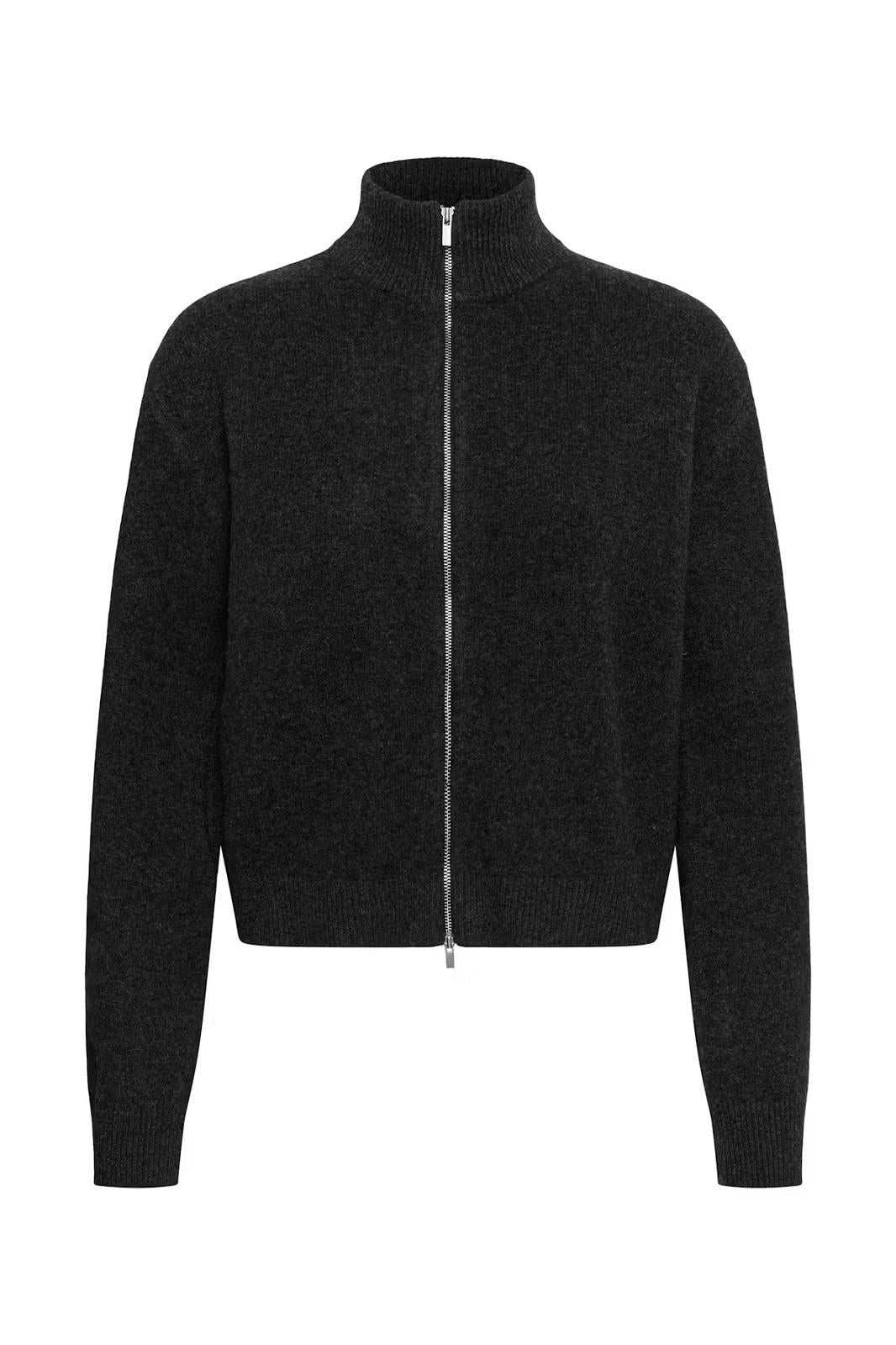 Knit Cardigan Dark Grey Melange