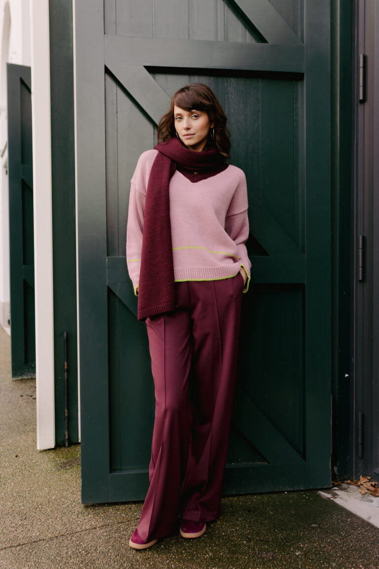 PULL LM BICOL BORDEAUX/ROZE