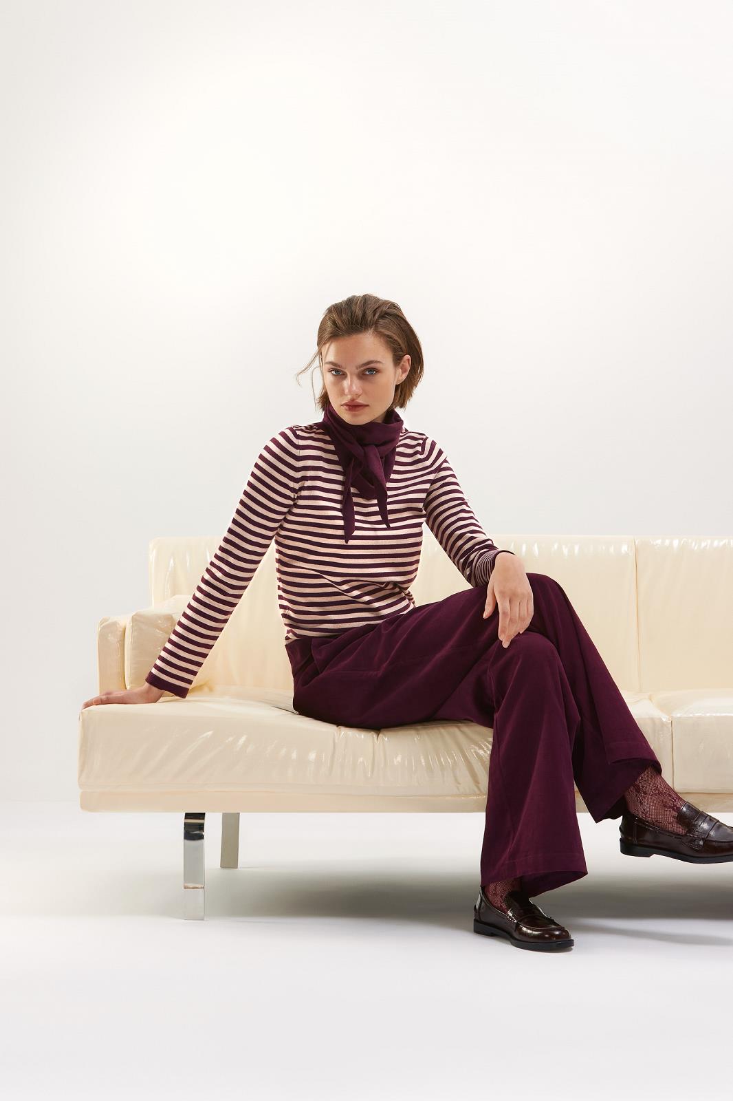 PULL LM STREEP BORDEAUX