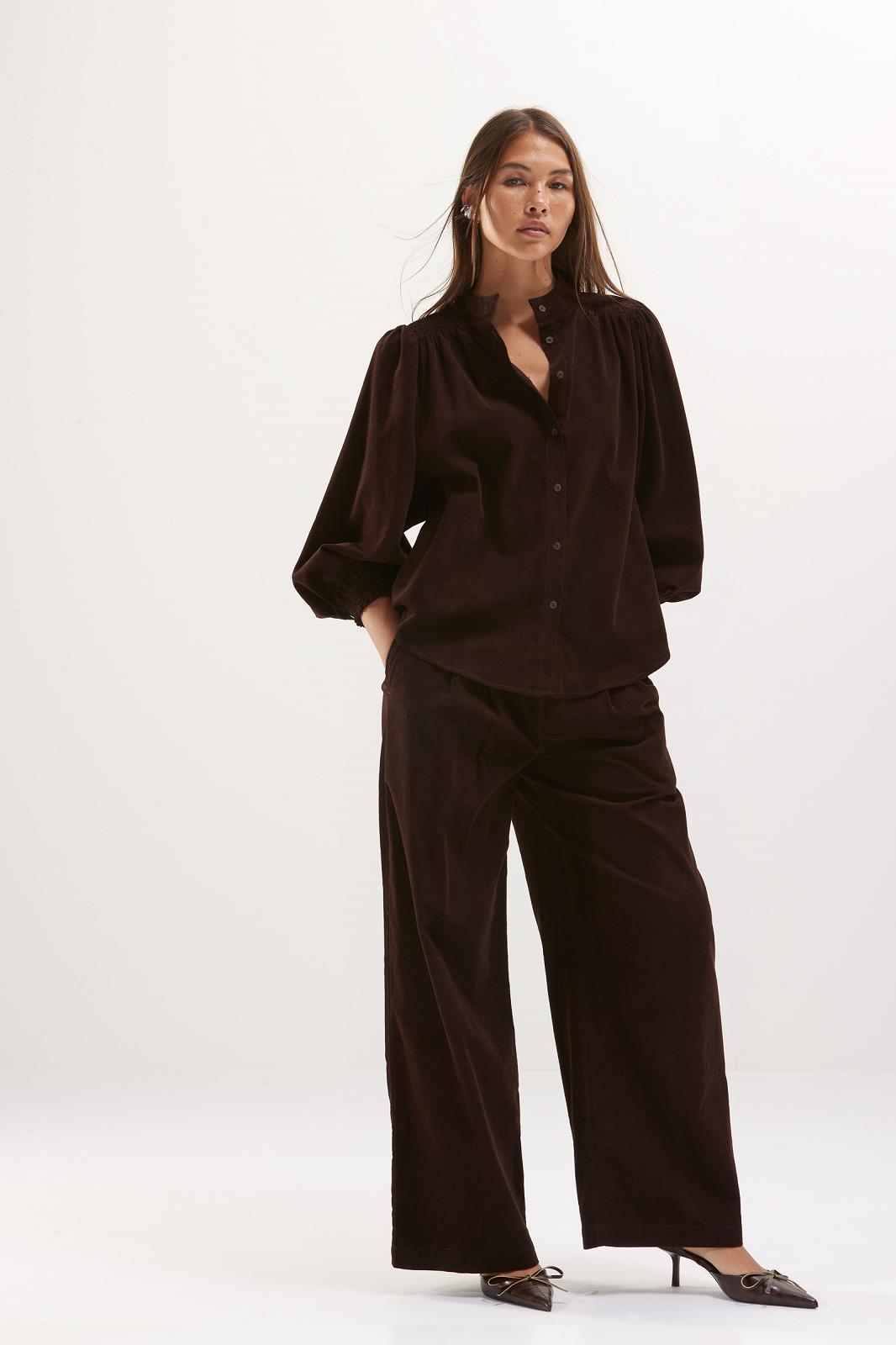 BROEK UNI BRUIN RIBFLUWEEL