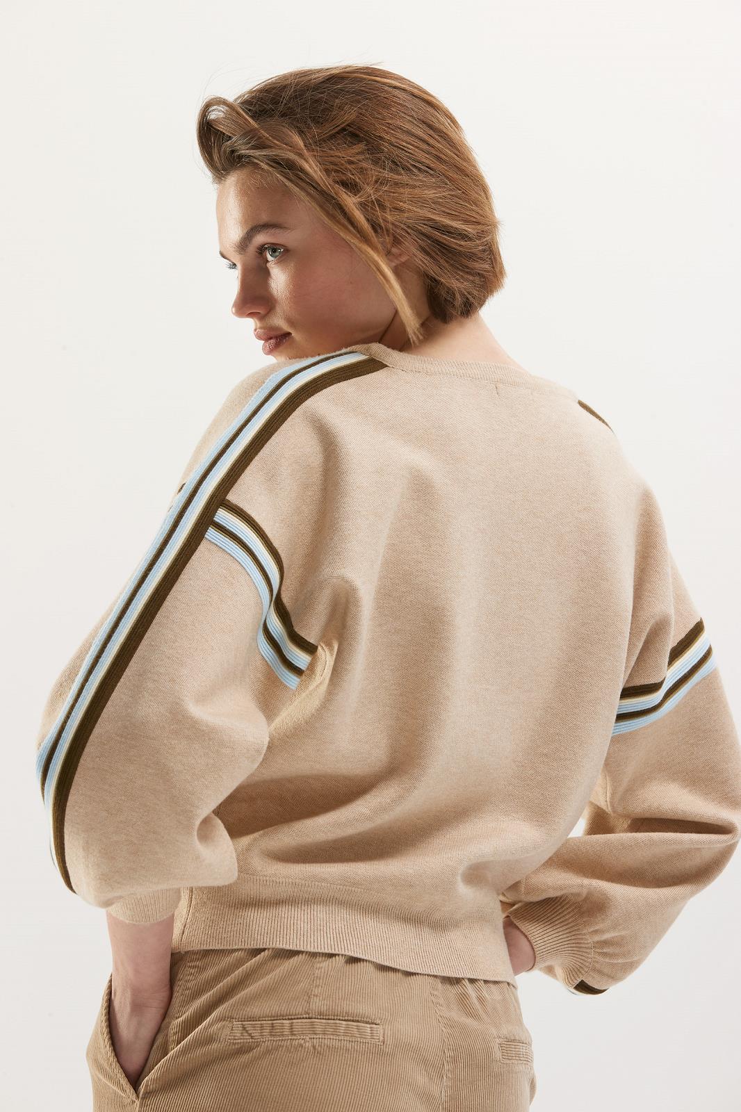 PULL LM BEIGE + KHAKI STREEP