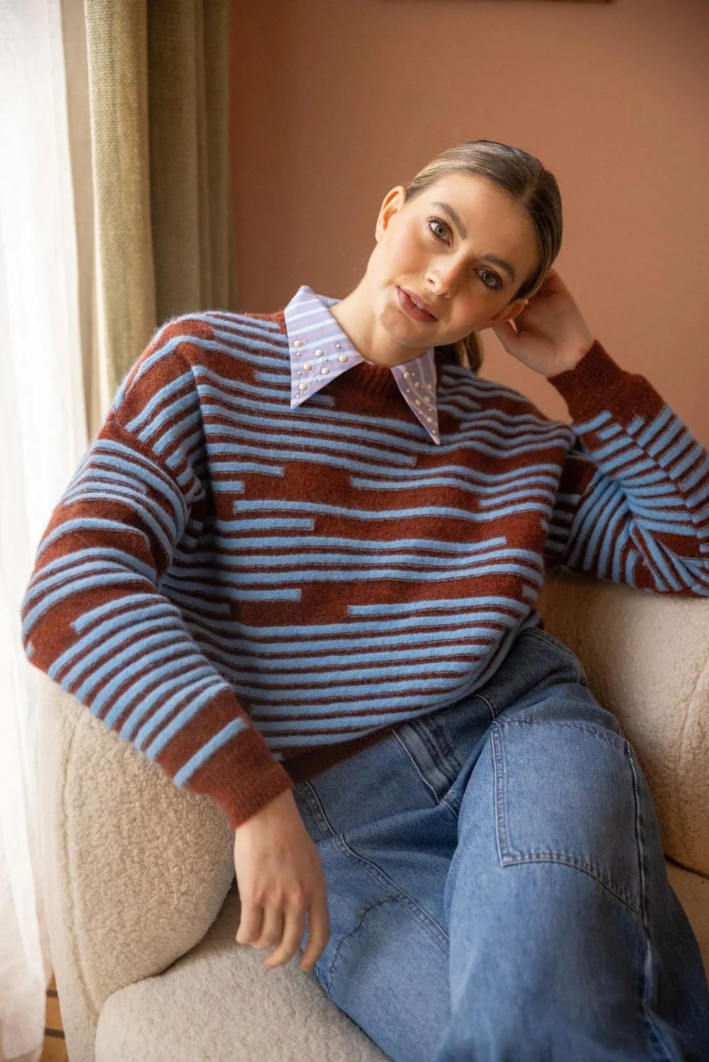 LADIES SWEATER FALL RED