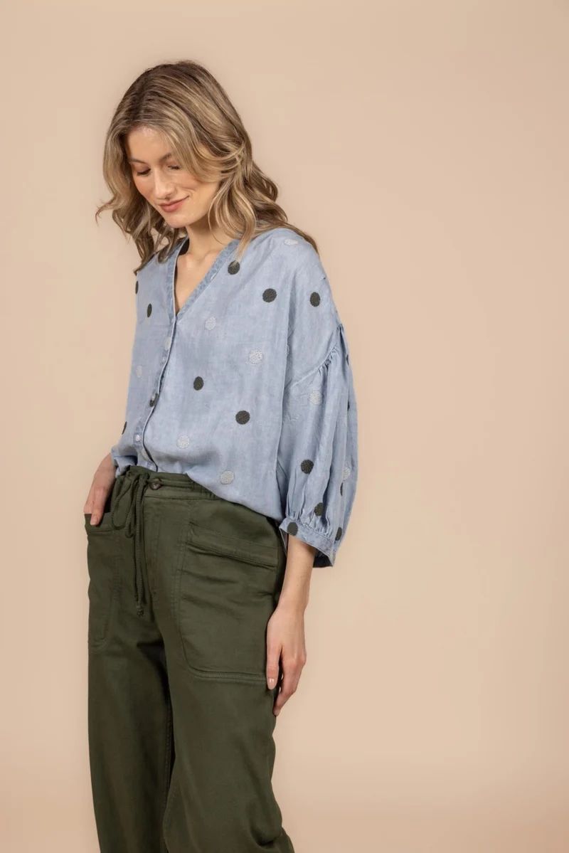 LADIES BLOUSE LIGHT BLUE JEANS