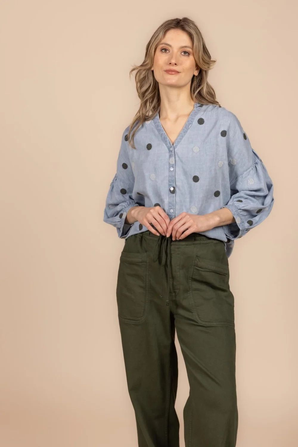 LADIES BLOUSE LIGHT BLUE JEANS