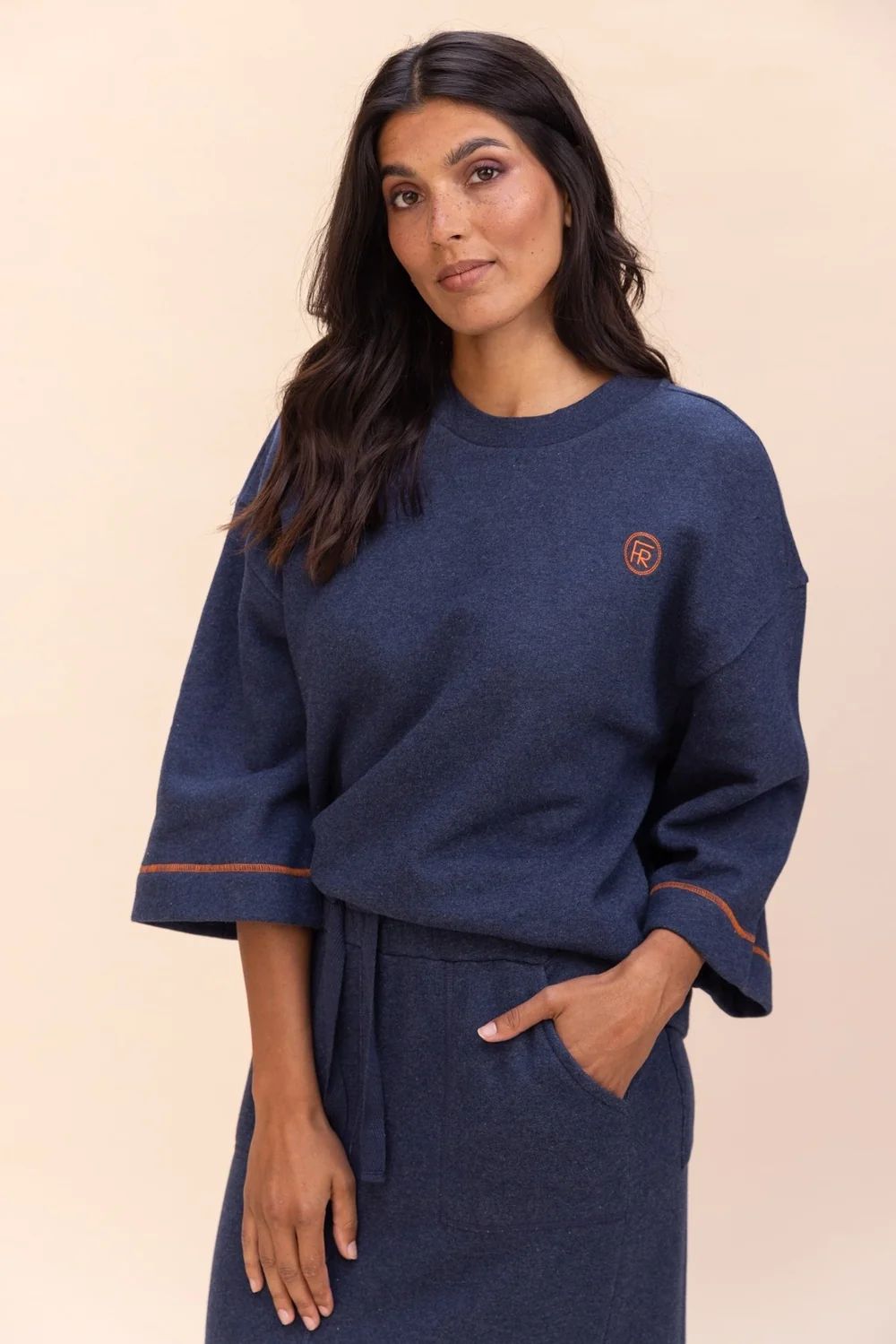 LADIES SWEATER NAVY CHINE