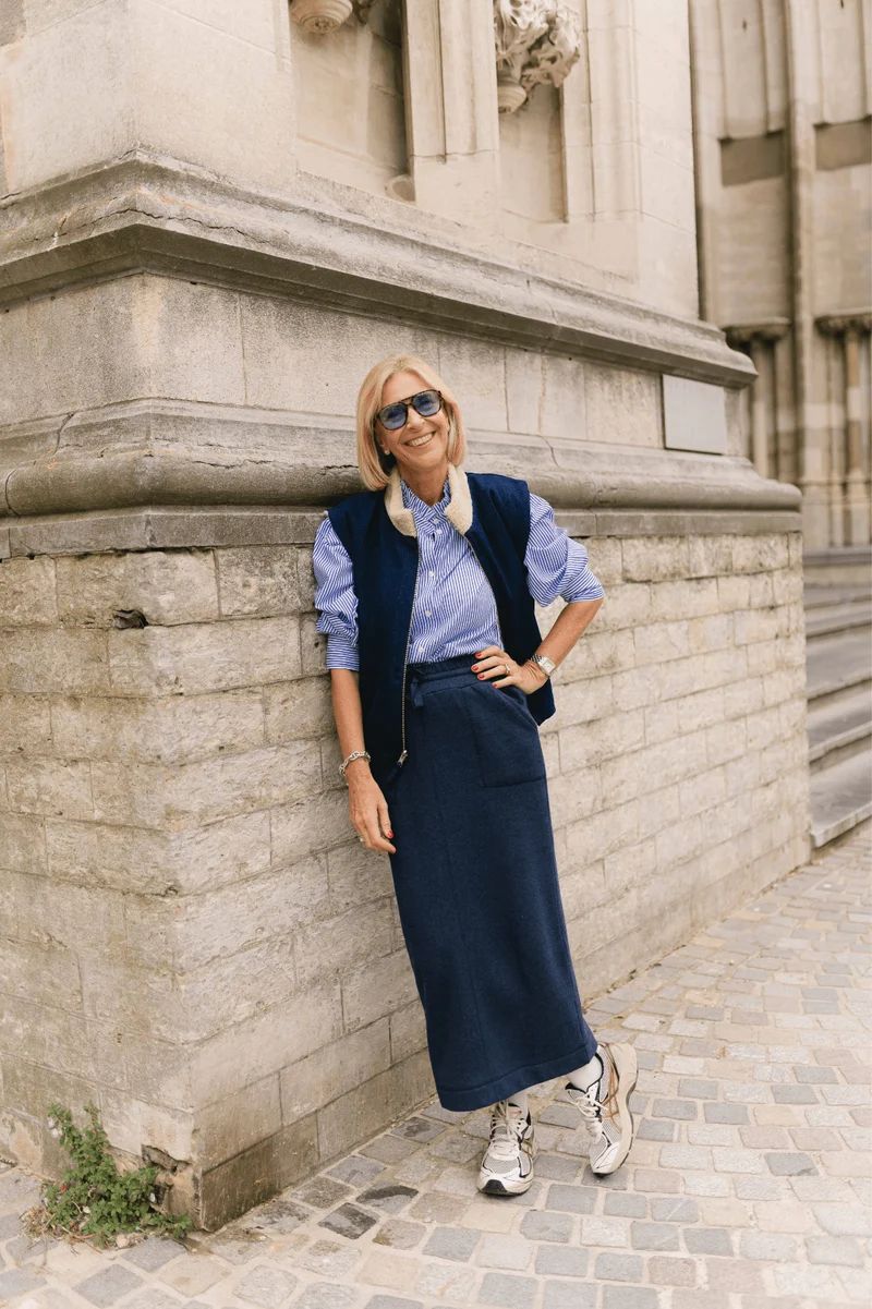 LADIES SKIRT NAVY CHINE