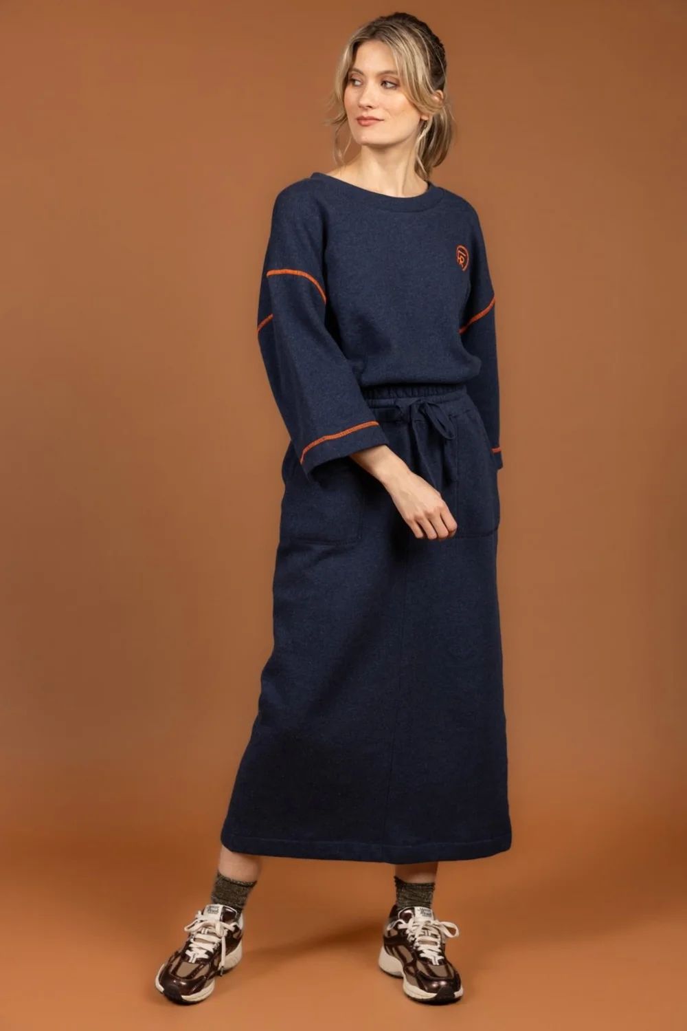 LADIES SKIRT NAVY CHINE