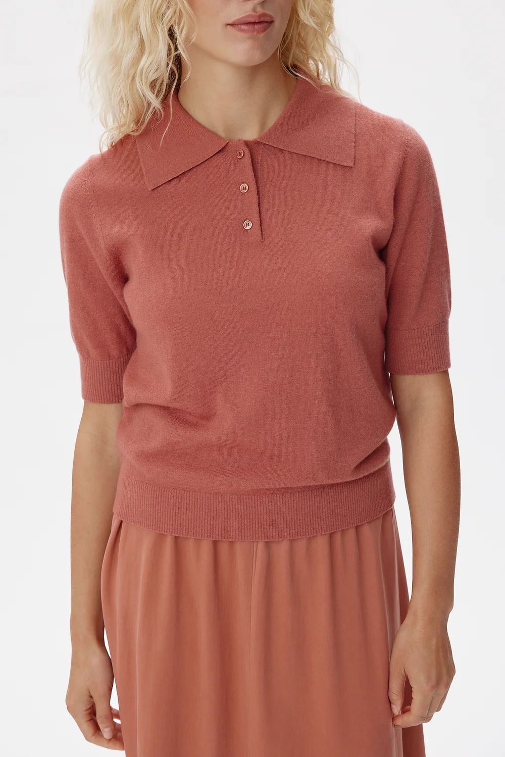 POLO/PULL KM MERINO ROZE