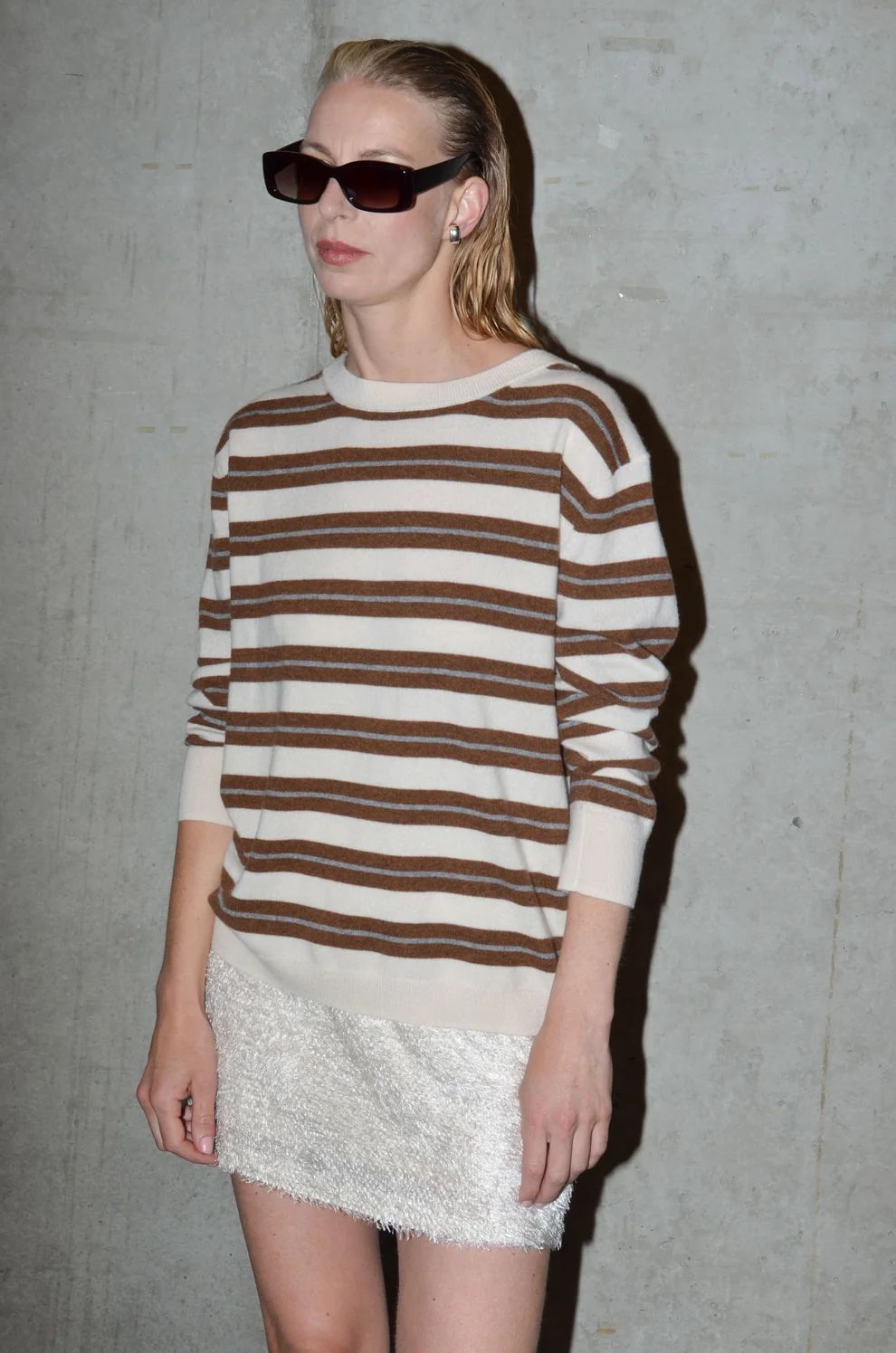 PULL LM STREEP BRUIN/ECRU