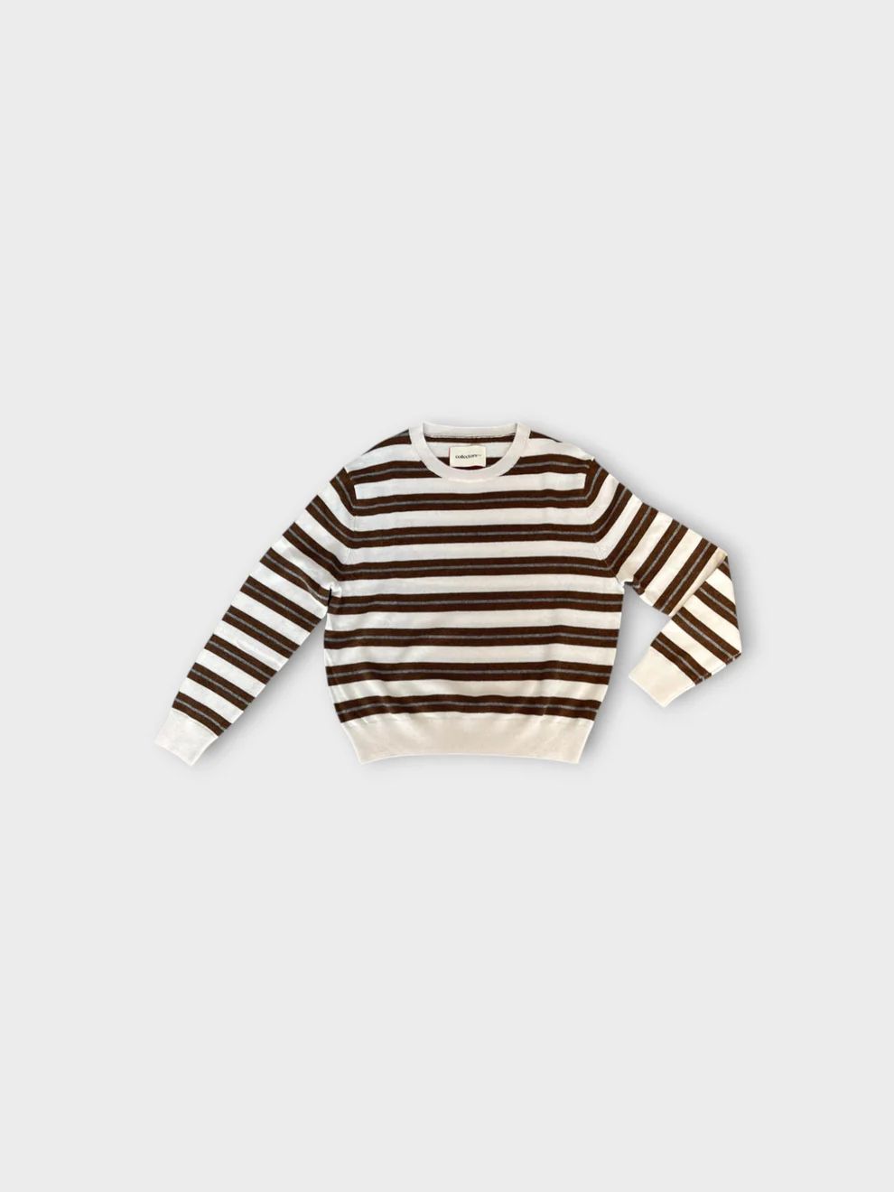 PULL LM CAHSMERE STREEP BRUIN/ECRU
