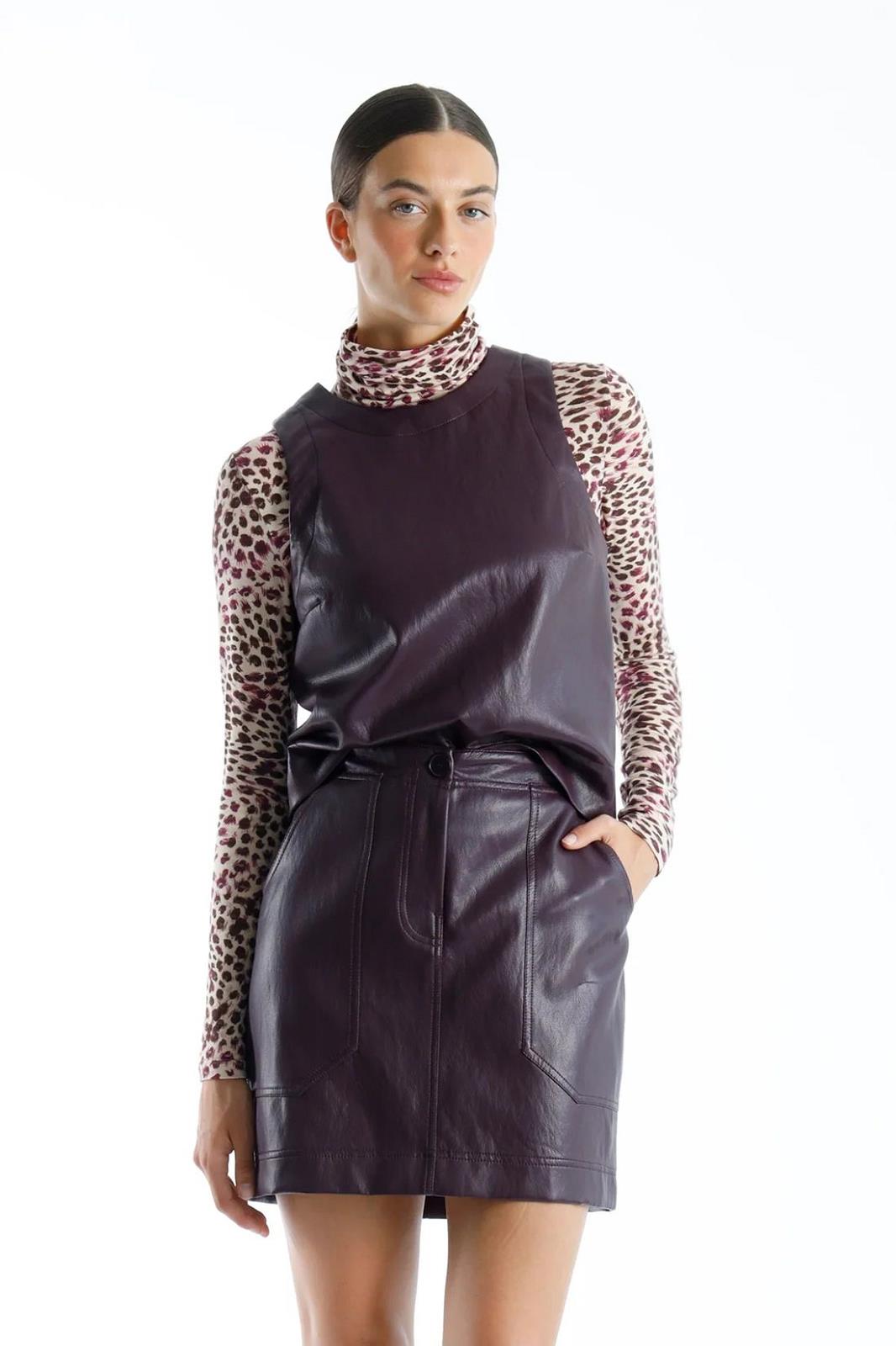 ROK KORT PU AUBERGINE