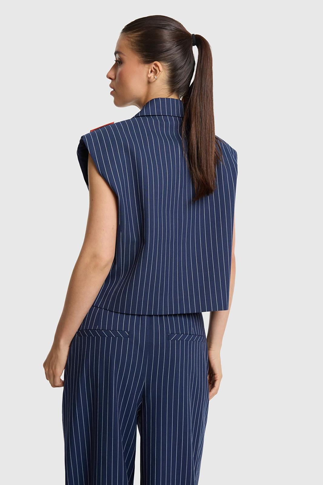 Woven Striped Waistcoat